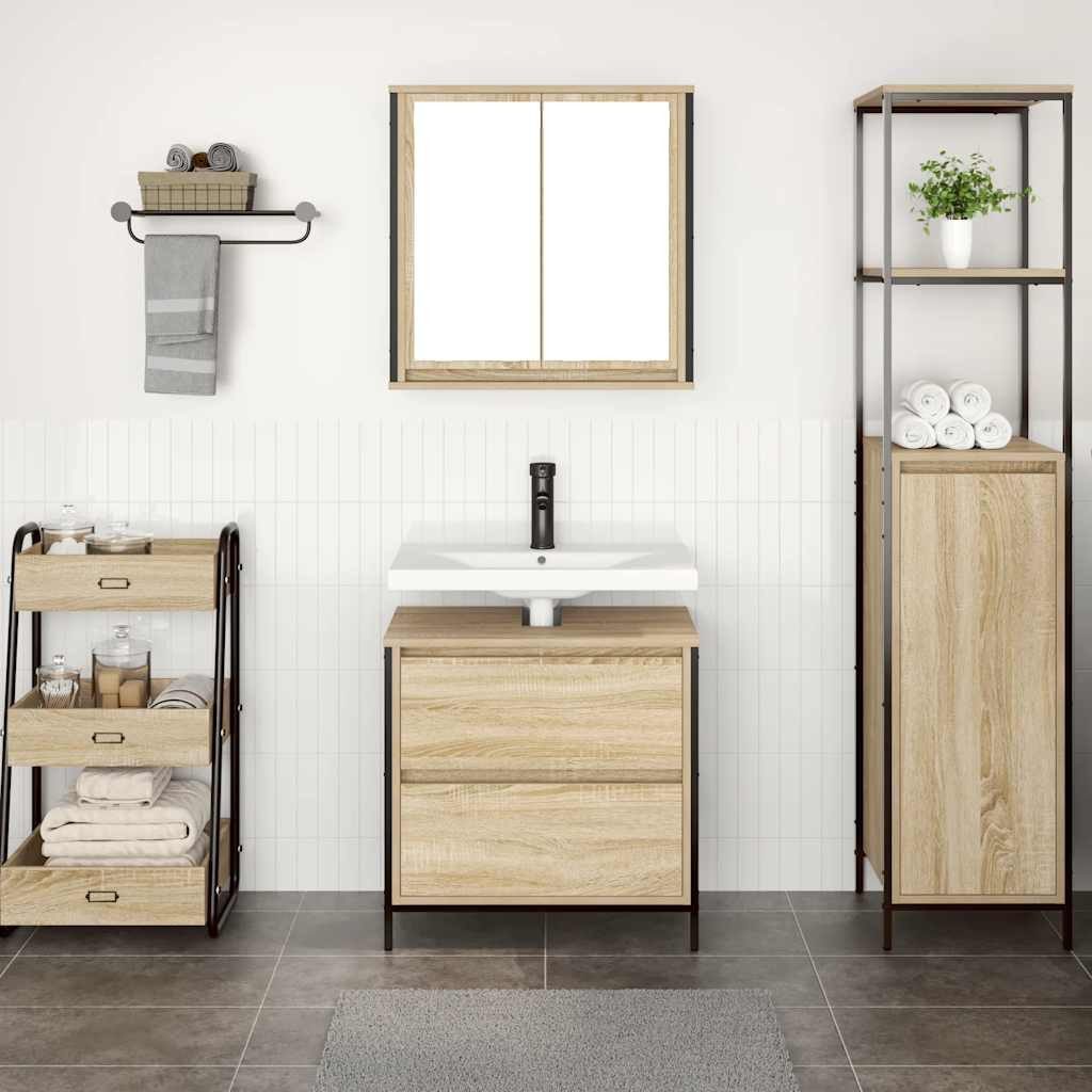 vidaXL Badezimmer-Set 2-tlg. Badmöbel-Set Sonoma-Eiche Holzwerkstoff, günstig online kaufen