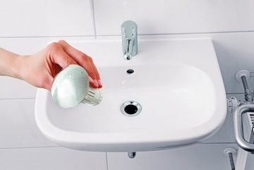Abfluss-Fee Waschbeckenstöpsel weiß, chrom, verhindert Verstopfungen und die Entstehung von schlechten Gerüchen.