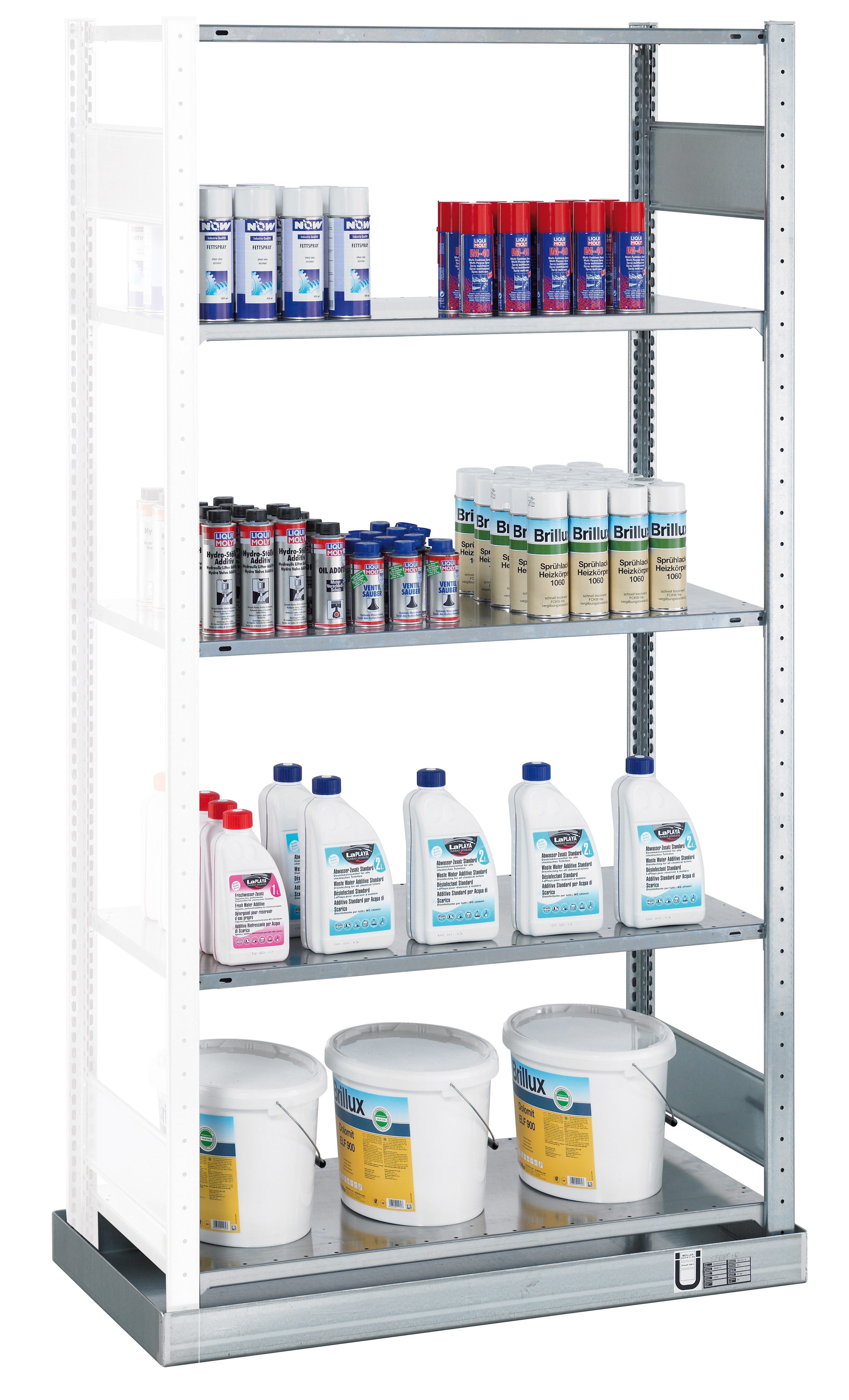 Steckregal Anbauregal, Kleingebinderegal MULTIplus150, 2000 x 1000 x 500 mm