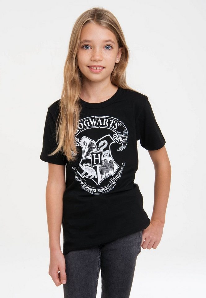 LOGOSHIRT T-Shirt Harry Potter – Hogwarts Logo mit lizenziertem Print,  Offiziell lizenziert mit Hogwarts-Wappen-Frontprint