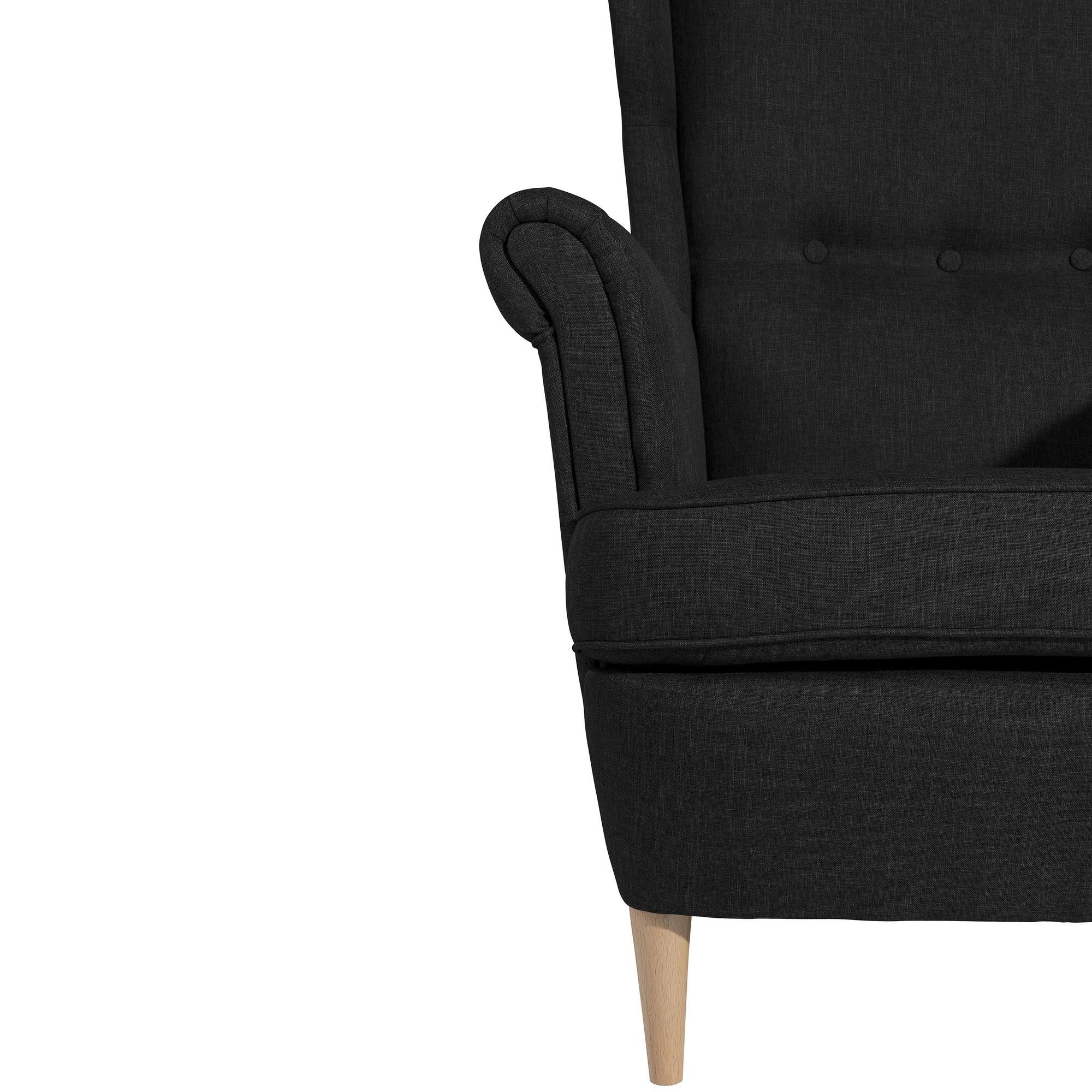 Kostenlosem Sessel Versand, aufm Kessel natur Bezug Kallista (Sparpreis 58 inkl. Buche schwarz 1-St), verarbeitet,bequemer hochwertig Ohrenbackensessel Sitz Flachgewebe /