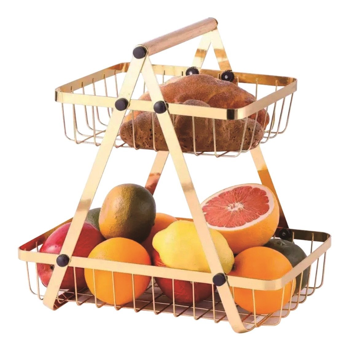 Cheffinger Etagere Obstkorb Obst-Etagere Brotkorb Obstschale 2 Etagen Metall Cheffinger, Material: Metall