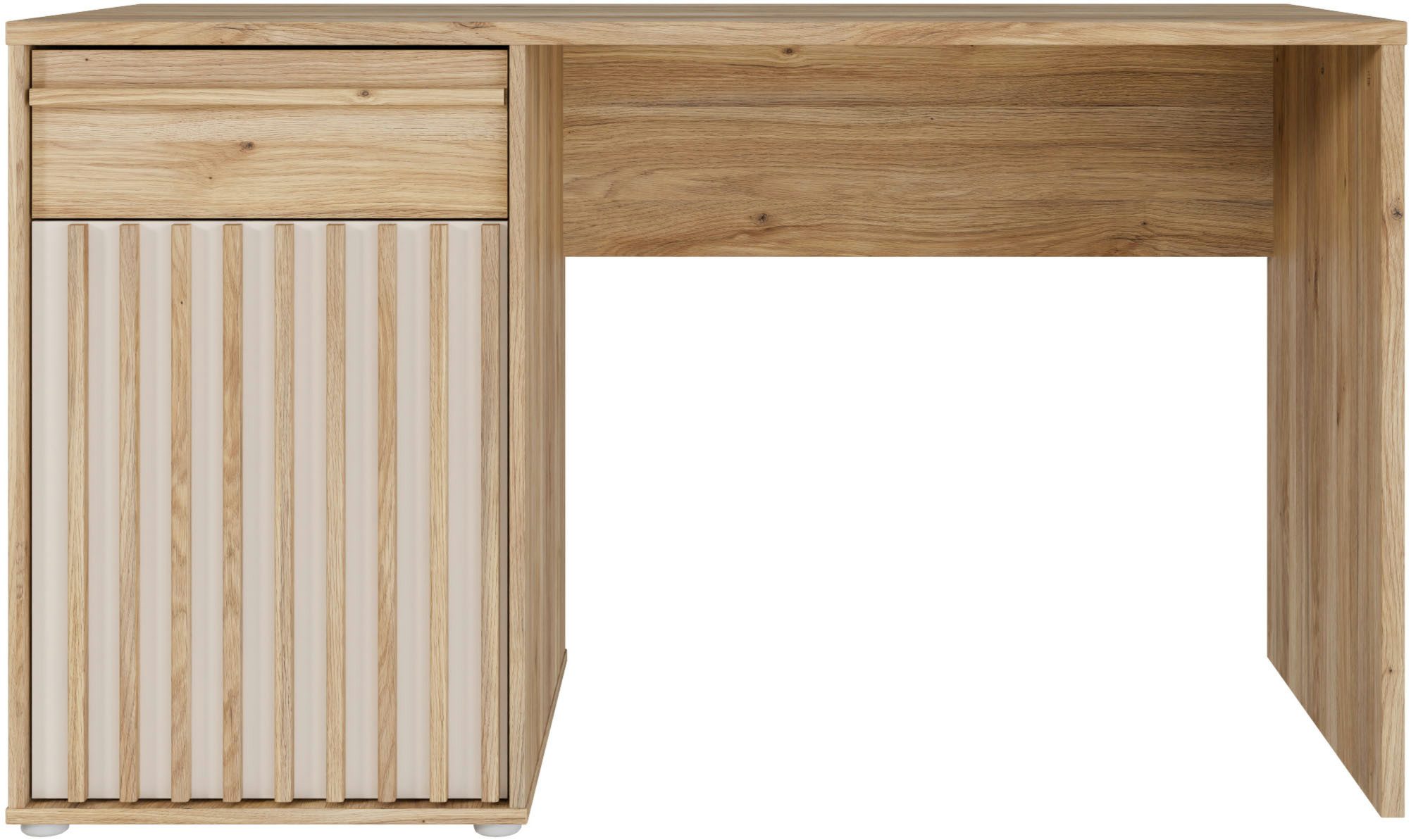 FORTE Schreibtisch Soft Close und Vollauszug, viel Stauraum, in 2 Farben erhältlich, B/H/T 130/76/60 cm/Schubkasten mit Vollauszug