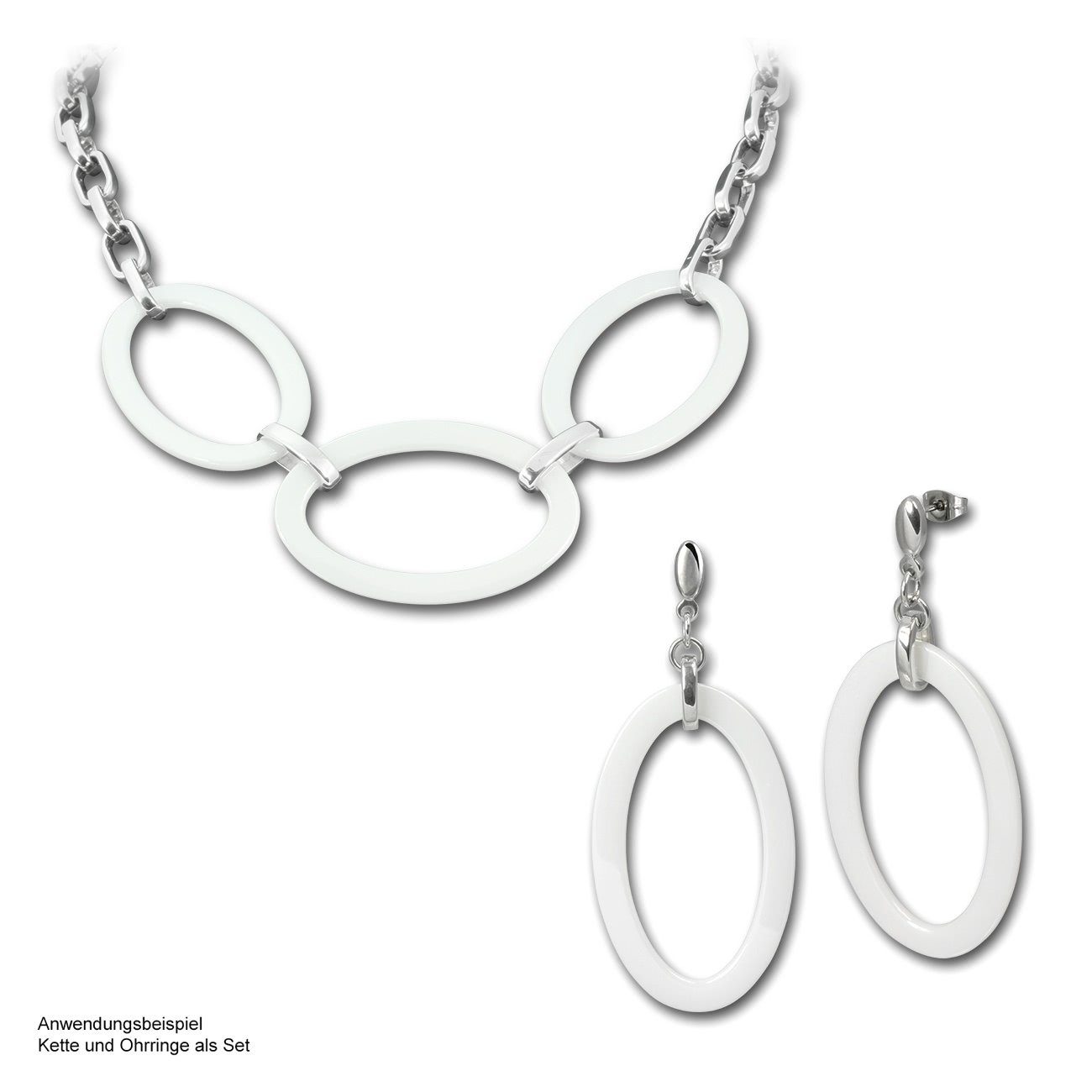 Halskette Steel) Halsketten weiß Edelstahl (Big Amello Big Oval) (Halskette), silber Amello aus Edelstahlkette Oval (Stainless Damen