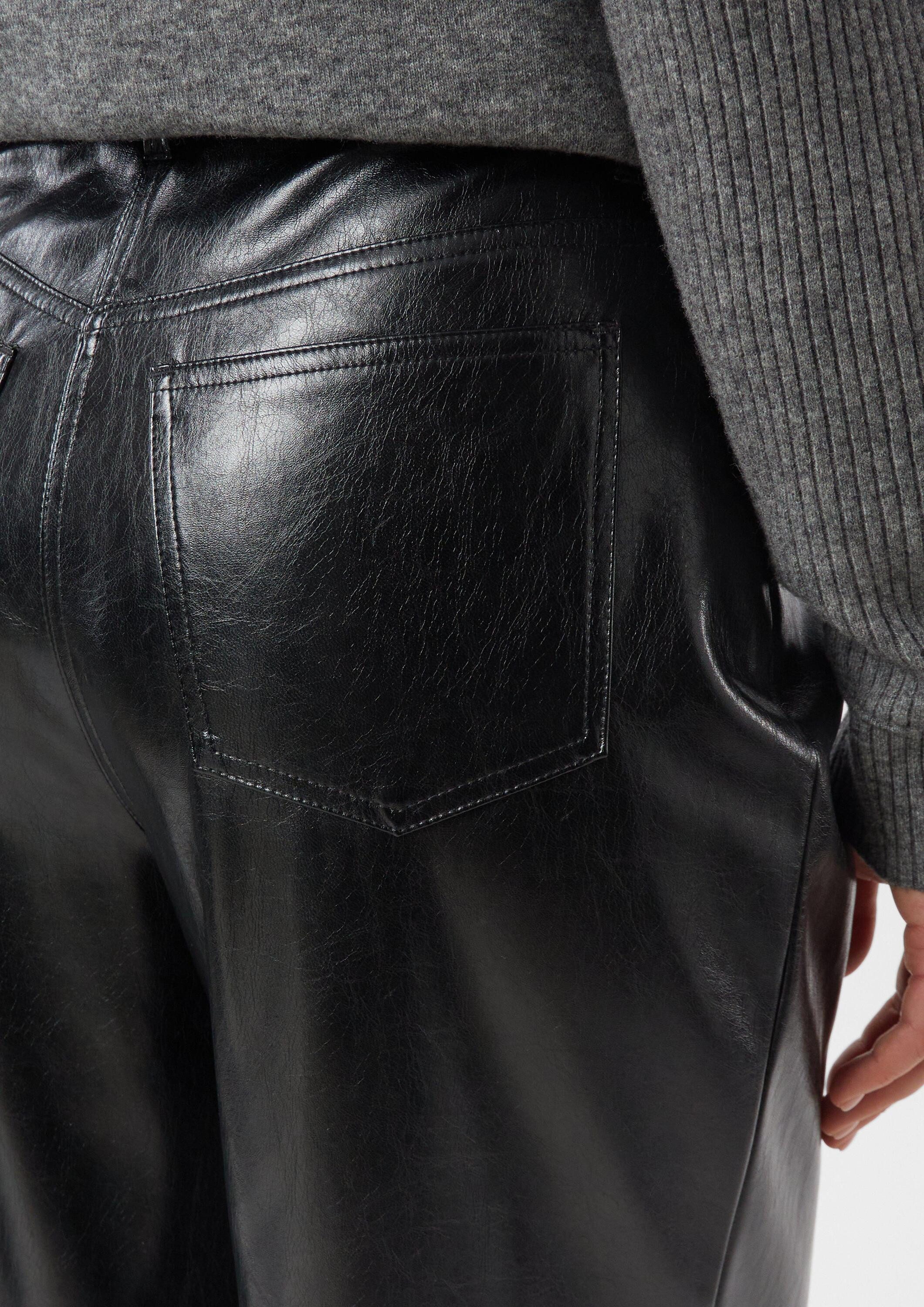 comma Chinos Hose Wide-Leg-Hose aus Kunstleder