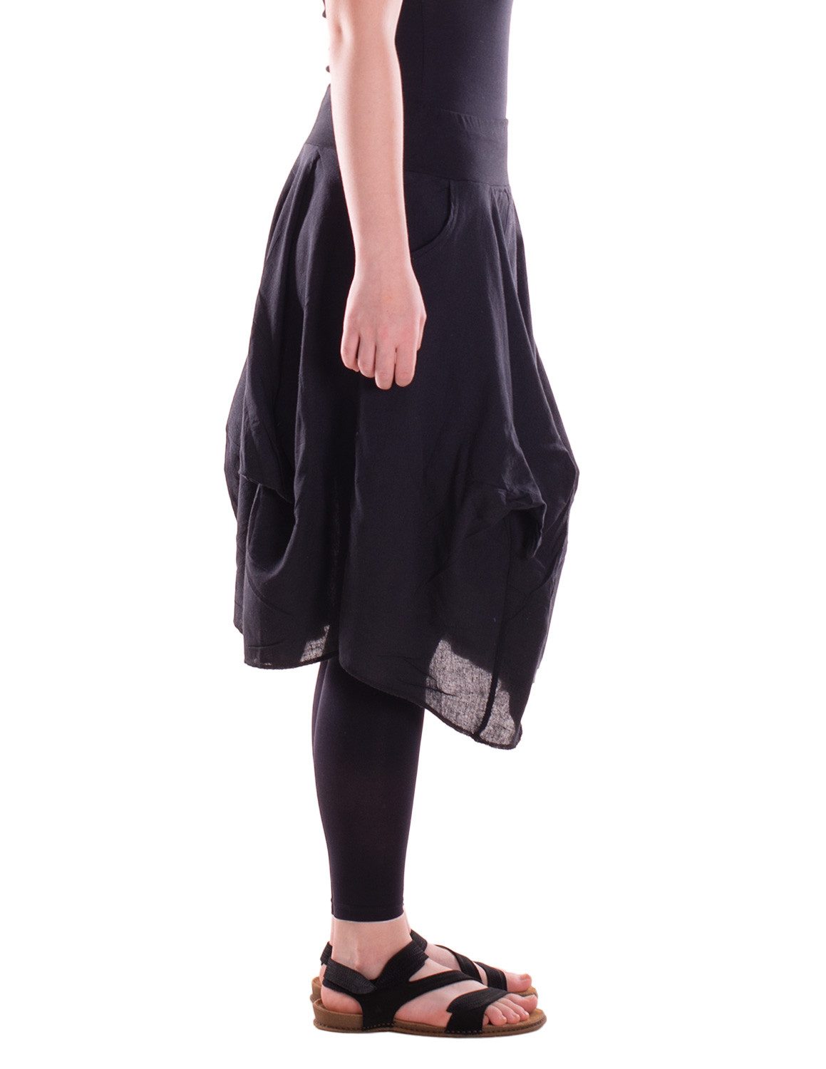 Vishes Sommerrock Damen knielanger Rock Baumwolle Vintage, Retro extra breiter Bund Alternative Bekleidung, Ethno, Hippie, Retro Style
