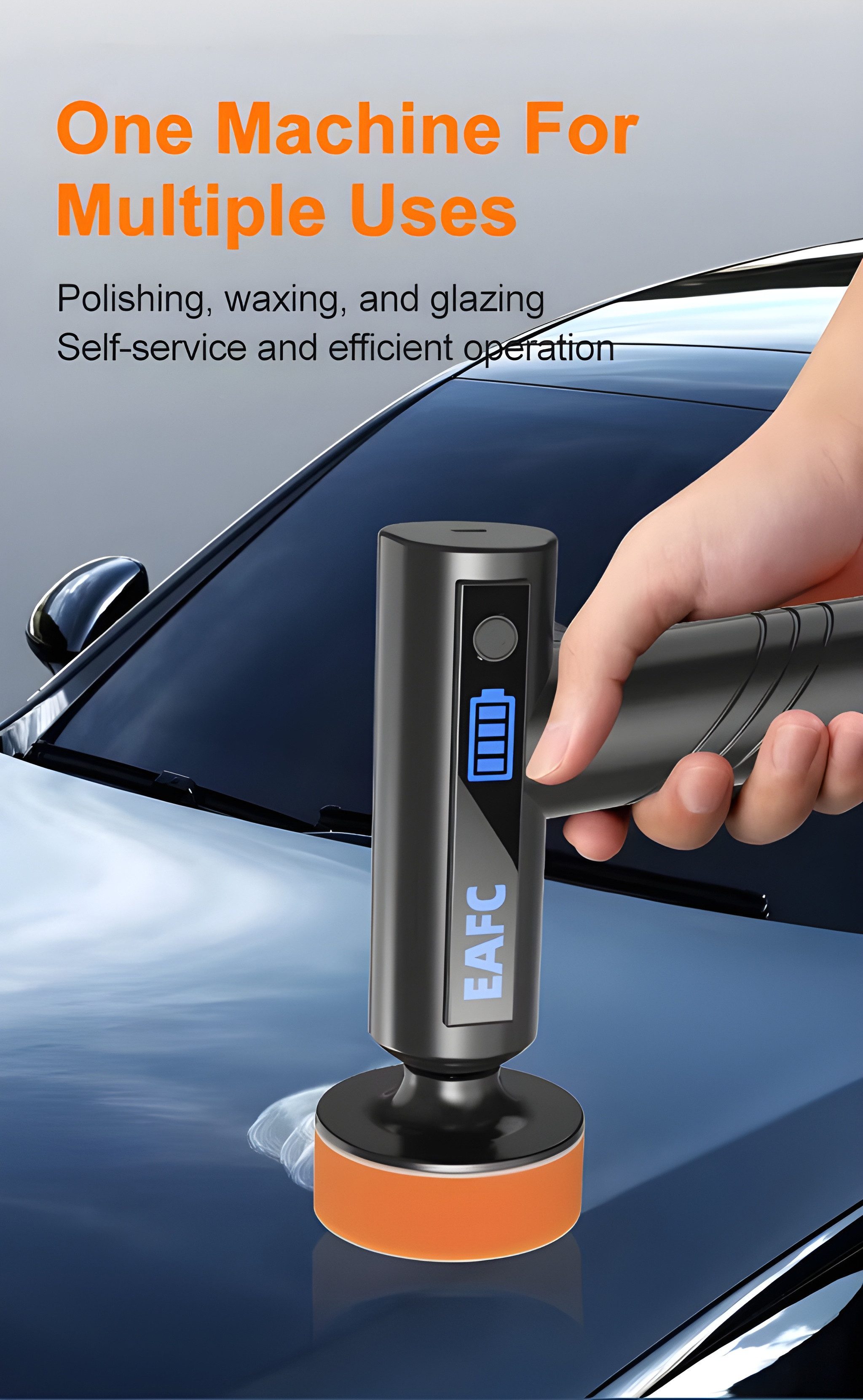 Athlix Poliermaschine Auto Hand Polierer zur Kratzerreparatur Kabellos Akku, 4500 mAh mit 3 Polierpads – Bild 4 von 5