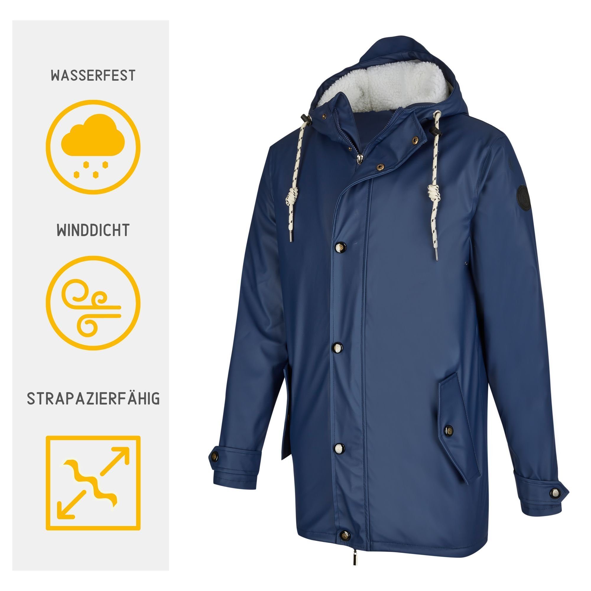 und wasserdicht, blau Michael Regenjacke winddicht Herren Heinen modisch