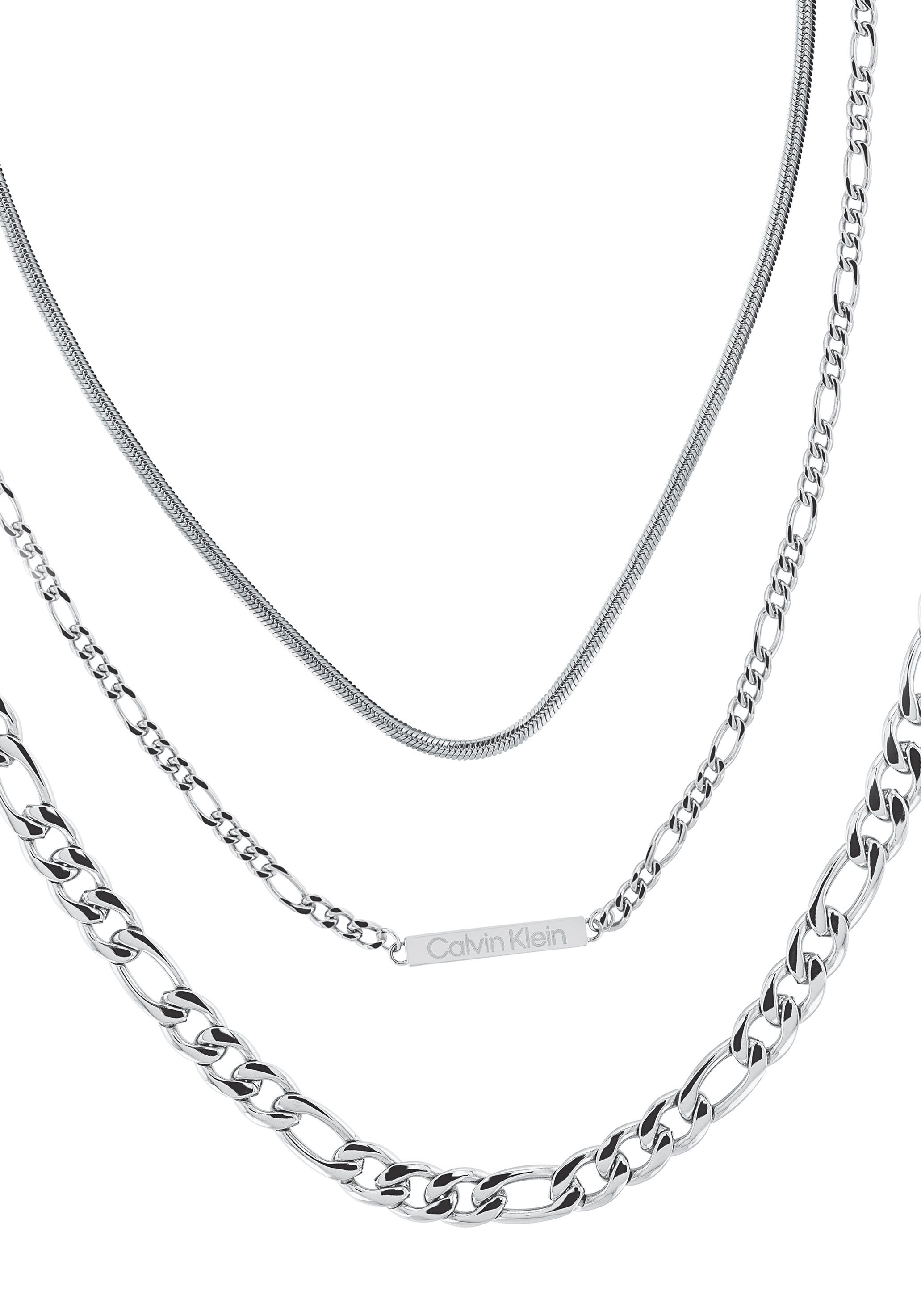 Calvin Klein Ketten-Set Multipack Edelstahl Halsschmuck Halsketten Schlangenkette LINKED (Set, 3-tlg), mit Zirkonia (synth)