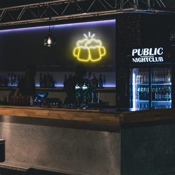 Welikera LED Dekolicht Gelbes Prost-Bier-Neonlicht, Wanddekoration, geeignet für Bars, Partys