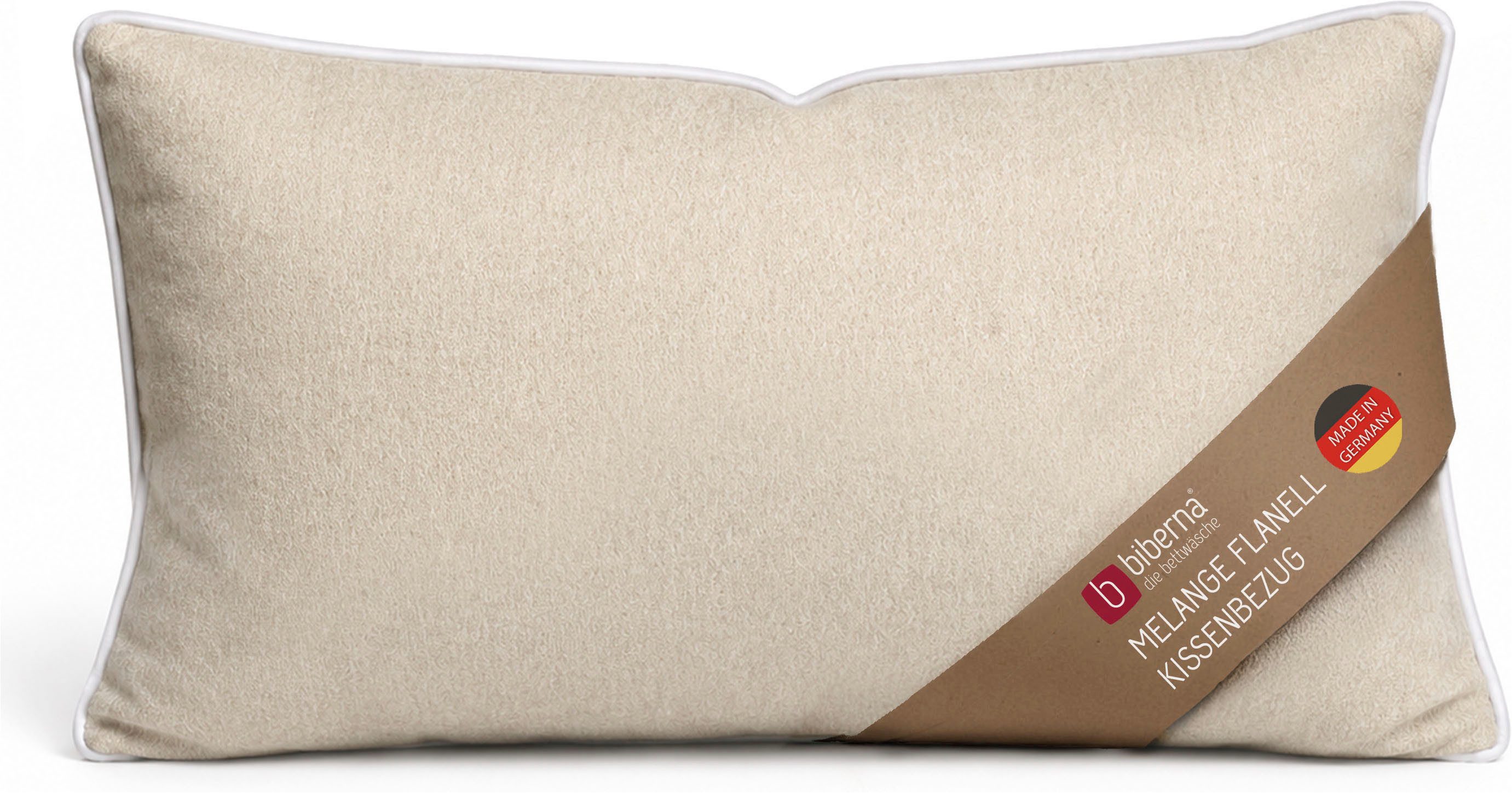 Biberna Kissenbezug 0840500 HERMAL Premium Biber Melange-Flanell 100% Baumwolle, (1 Stück), Kissenhülle, wärmend & weich, Reißverschluss, Satinpaspel