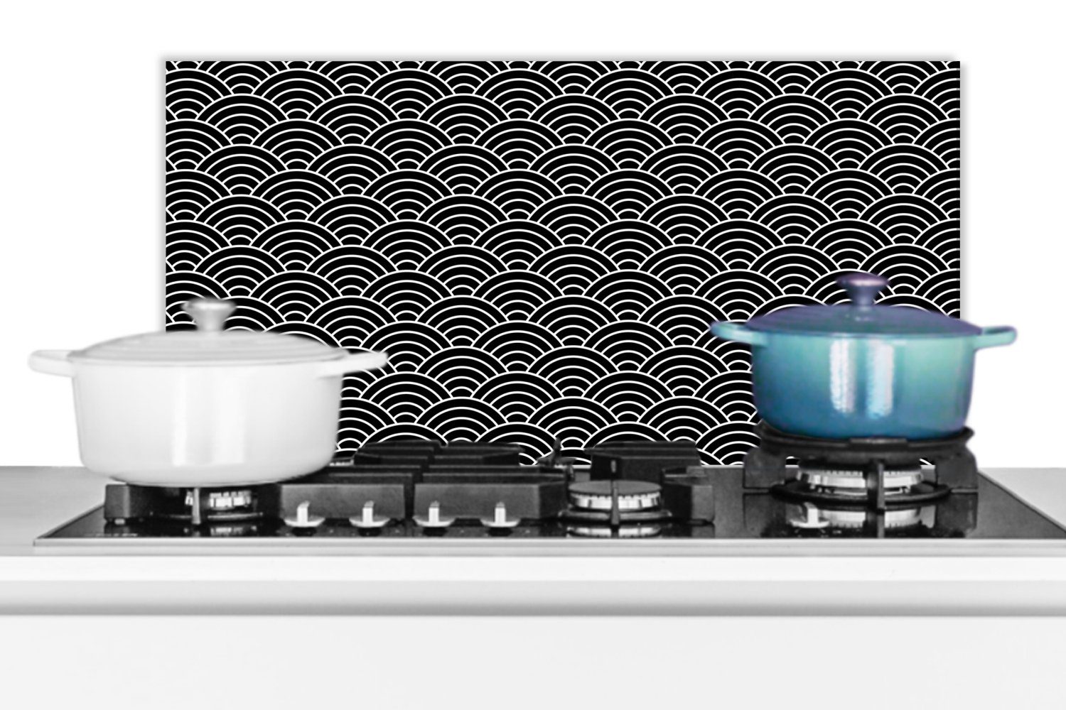 Küchenrückwand Wandschutz, (1-tlg), und - cm, für gegen - Weiß MuchoWow Design, - Schwarz Schmutzflecken Fett Küchen Regenbogen 60x30