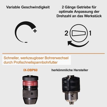 Scheppach Tischbohrmaschine IXES IX-DBP60 Tischbohrmaschine 710W Laser LED 2-Gang 13mm Bohrfutter, 230 V, max. 2600 U/min