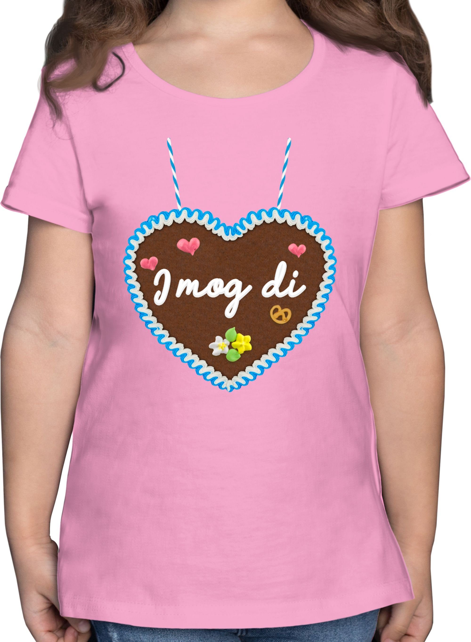 Shirtracer T-Shirt I mog di - Lebkuchenherz - Gänseblümchen Butterblume Herzen Mode für Oktoberfest Kinder Outfit 02 Rosa