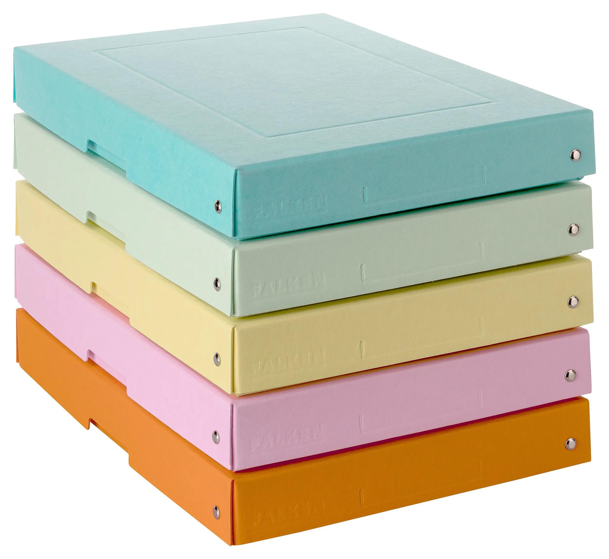 Falken Archivcontainer 5x PURE Box Pastell A4 Füllhöhe 40 mm Farben pastell sort. - 22001952F, Ablageboxen