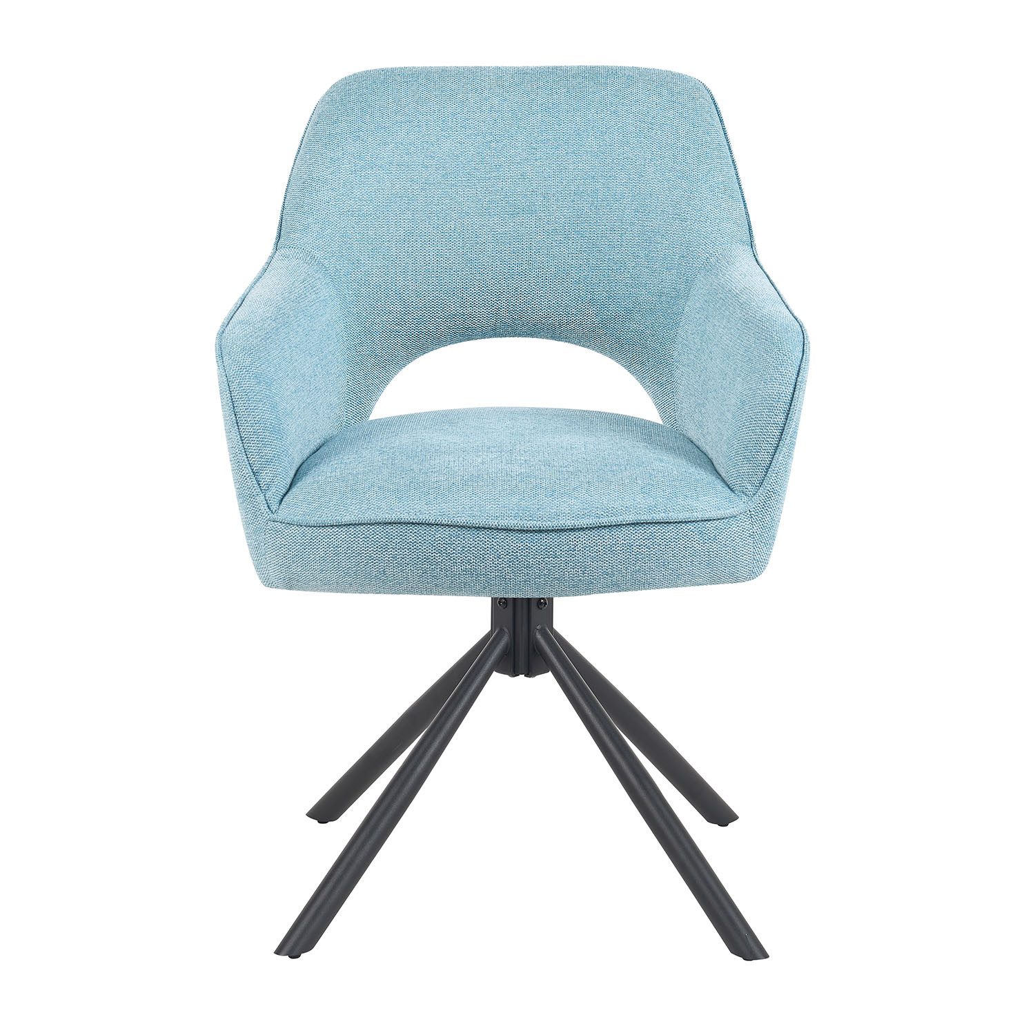 DUBI Möbel Polsterstuhl Mika-Ben, Federkern, pulverbeschichtet, 360° drehbar im 2er-Set