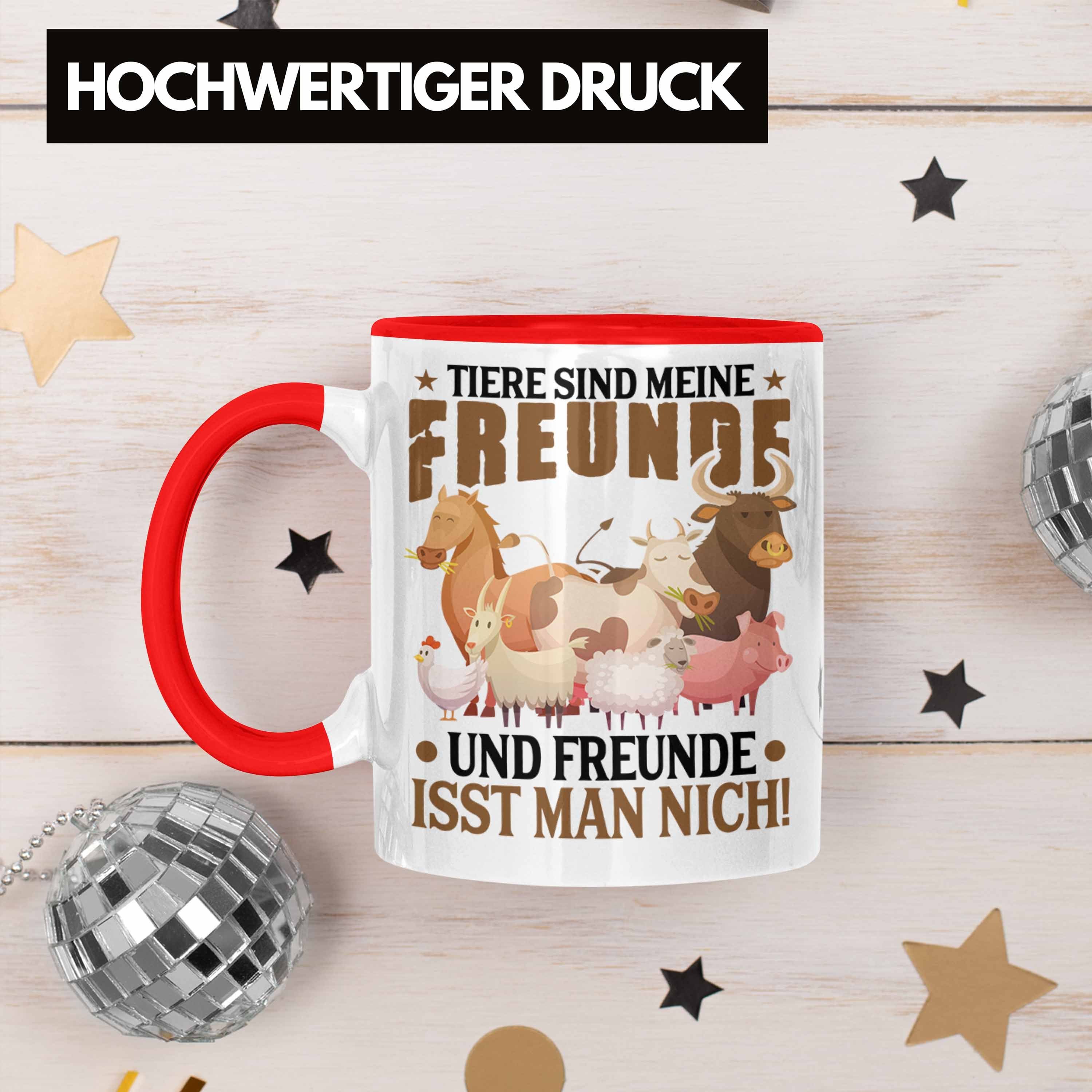 Trendation Tasse Trendation - Veganer Veganerin Geschenkidee Spruch Rot Vegan Lebensweise Geschenk Tasse Vegane Spruch Lustiger