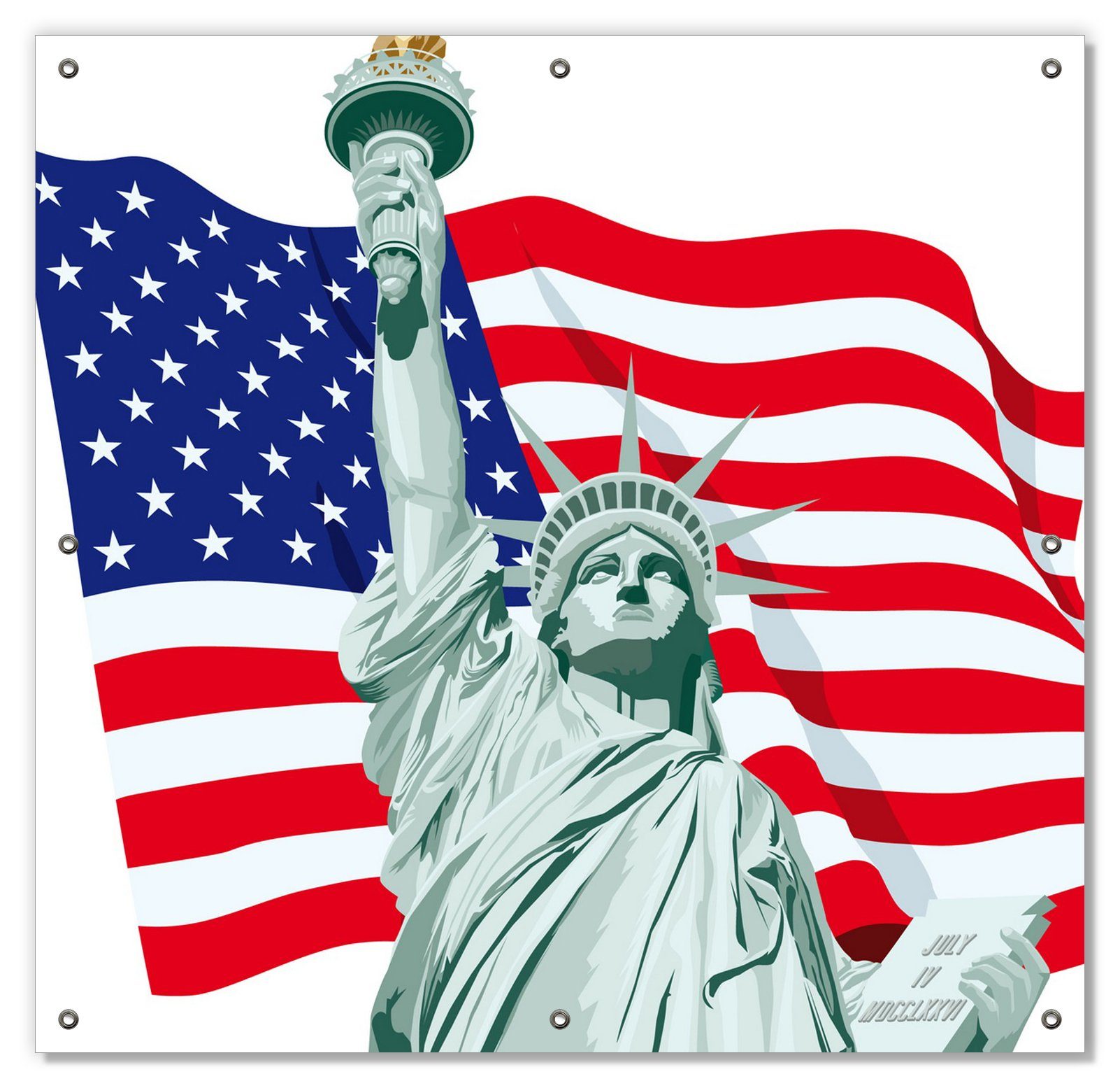 Sonnenschutz Freiheitsstatue USA, Wallario, blickdicht, mit Saugnäpfen, wiederablösbar und wiederverwendbar