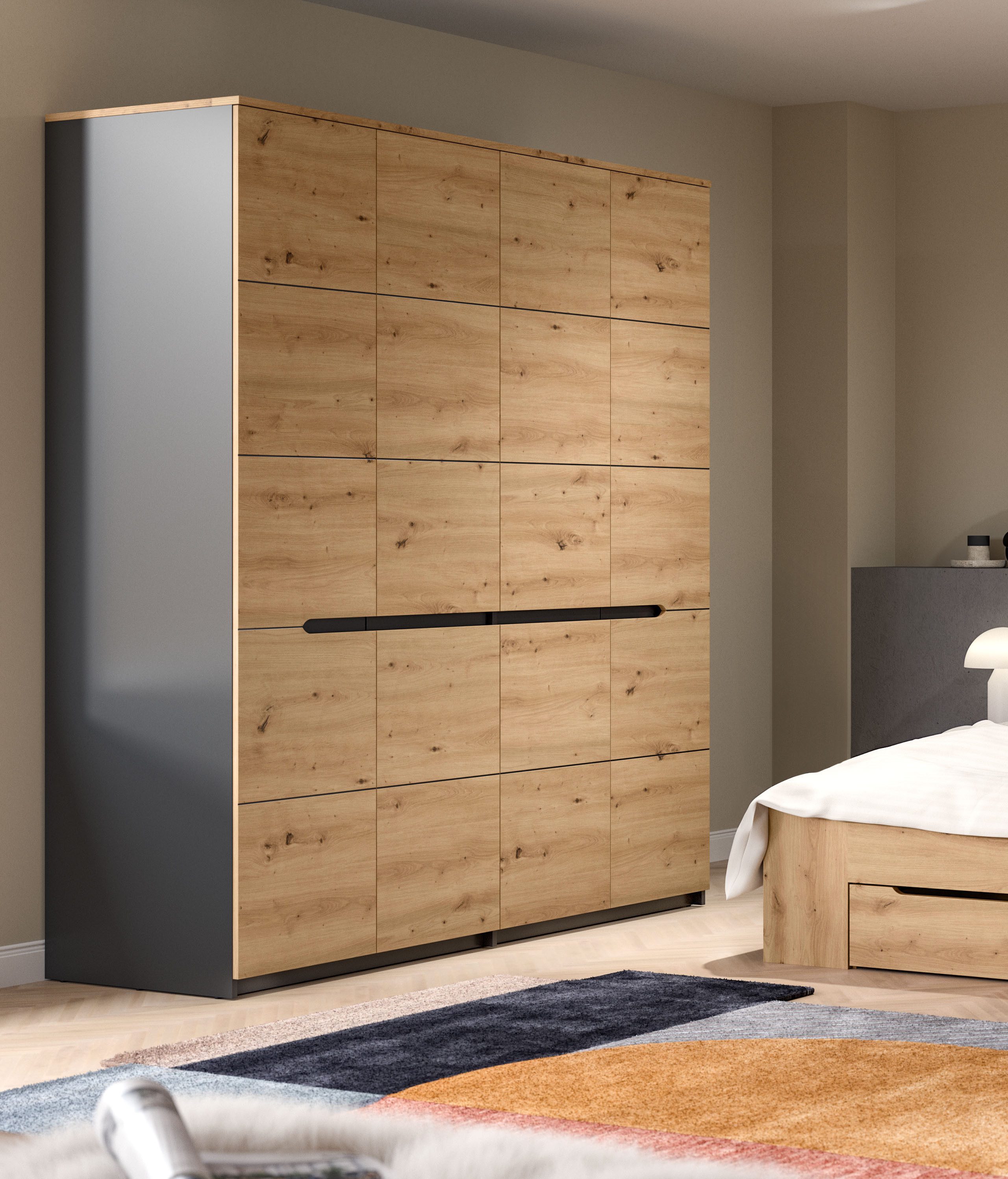 Home affaire Kleiderschrank REHAT, Breite 180 cm, 4 Türen, 2 Kleiderstangen, 4 Ablageböden (2-St., TOPSELLER!, viel Stauraum, Universalschrank) Schlafzimmerschrank, Schrank, Garderobenschrank, Garderobe