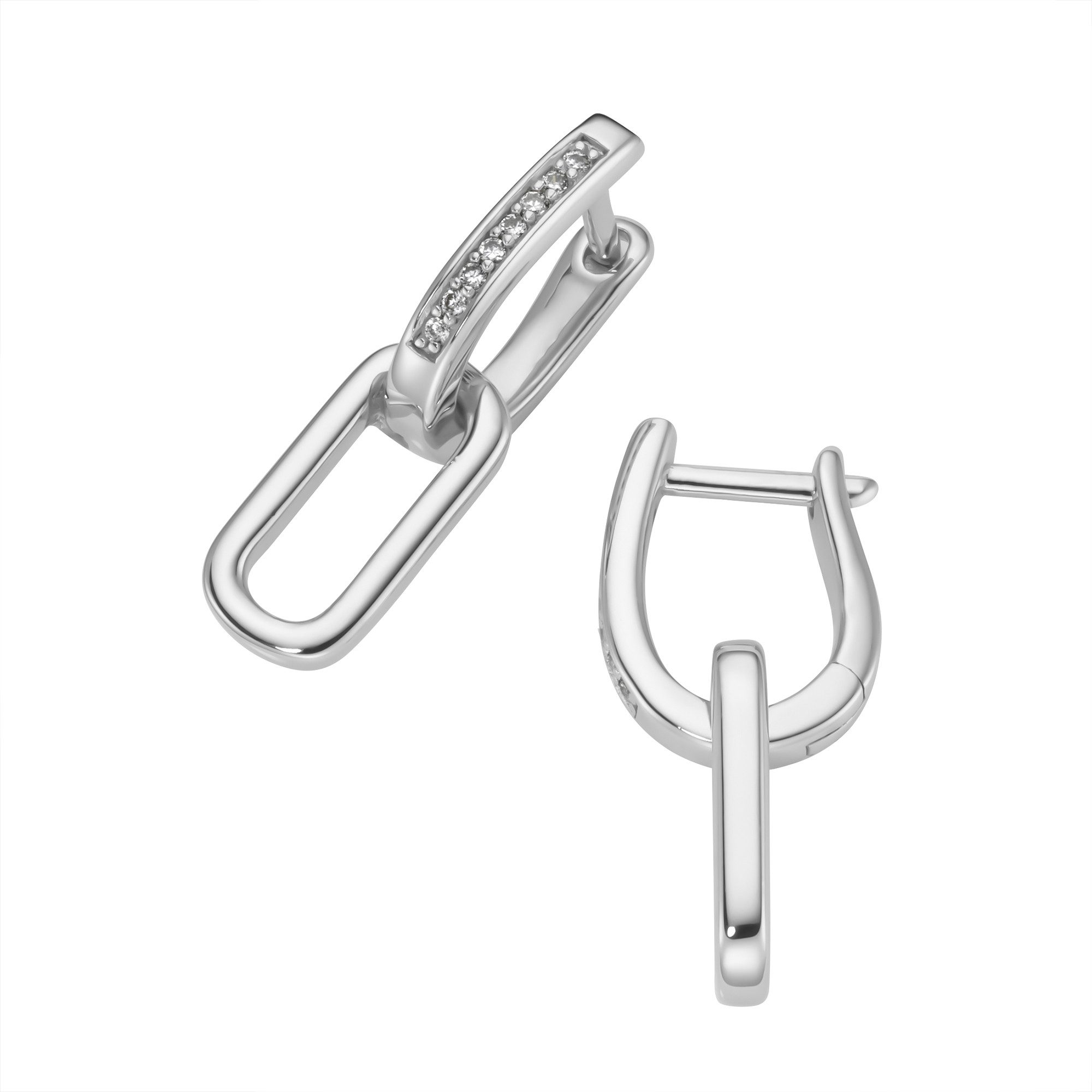 Firetti Paar Creolen Schmuck Geschenk Silber 925 Ohrschmuck Ohrringe Behang ovalförmig, mit Zirkonia (synth)