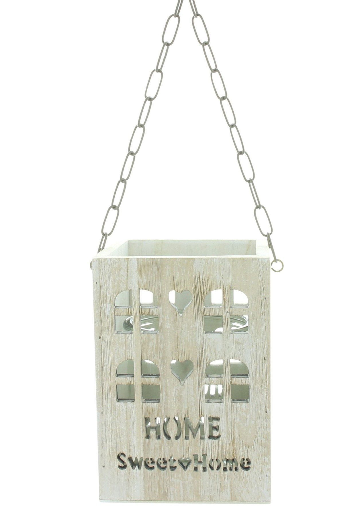 Home-trends24.de Kerzenhalter Hänge-Laterne Kerzen "Sweet Home" Holz Windlicht mit Kette