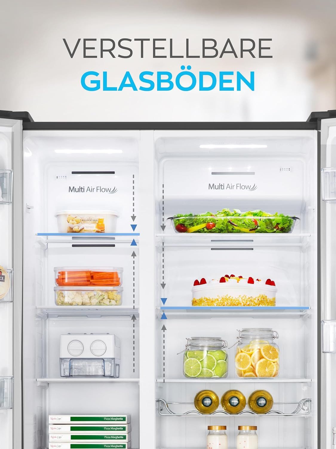 Heinrich´s Side-by-Side Kühlschrank HSBS 3097 SIX, 178 cm hoch, 91 cm breit, Kühlgefrierkombination Doppeltür Kühlschrank Total-No-Frost Funktion