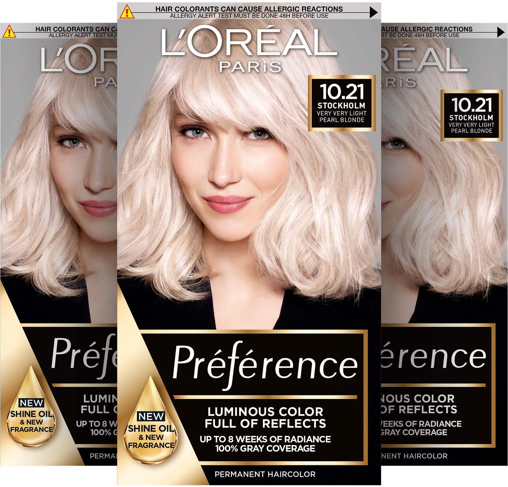 L'ORÉAL PARIS Coloration PRÉFÉRENCE HAARFARBE, Packung, 3-tlg., dauerhafte Haarcoloration mit 100% Grauabdeckung