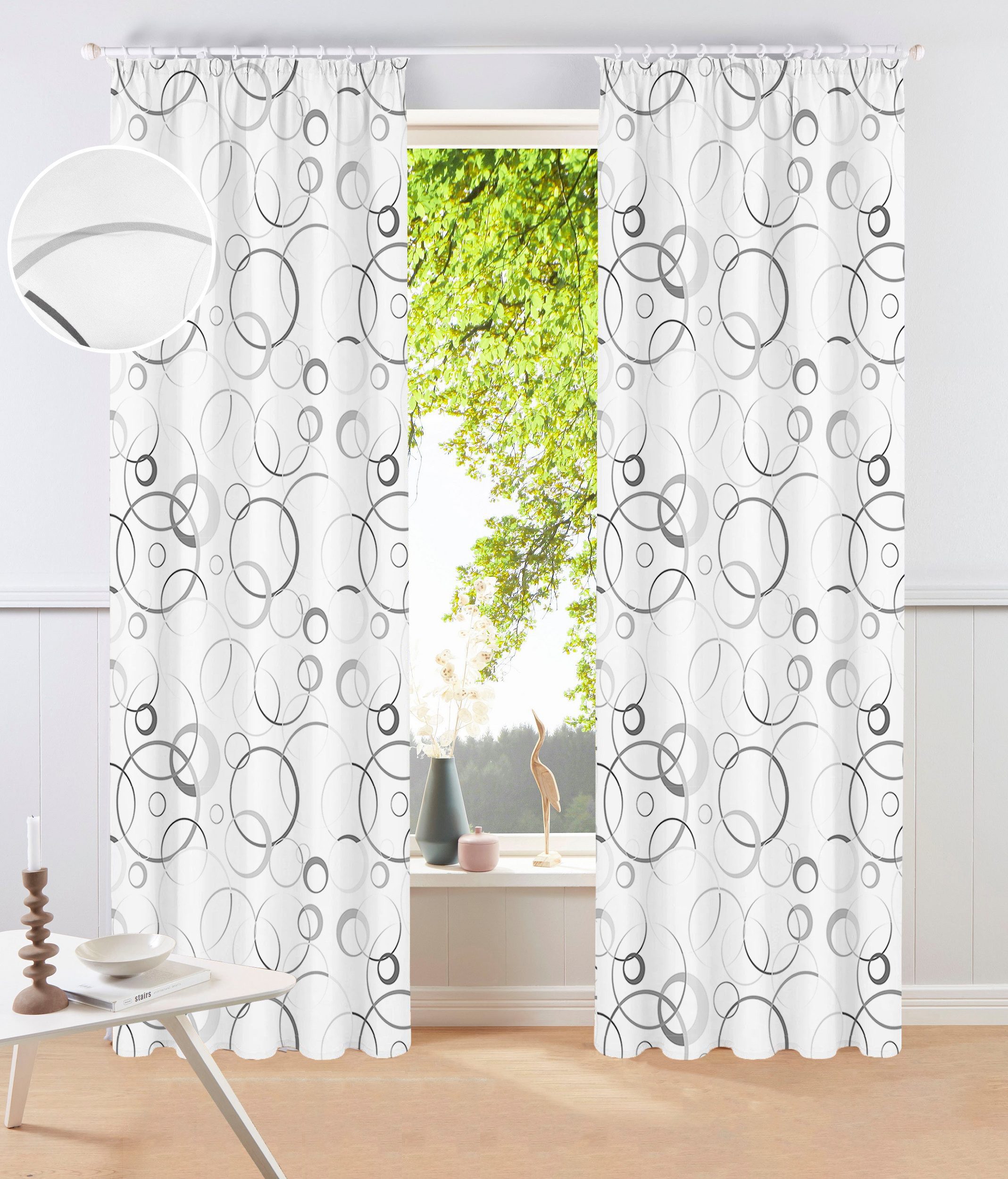 Bruno Banani Gardine Maze (1 St), Kräuselband, blickdicht, 1 Schal, mit mod günstig online kaufen