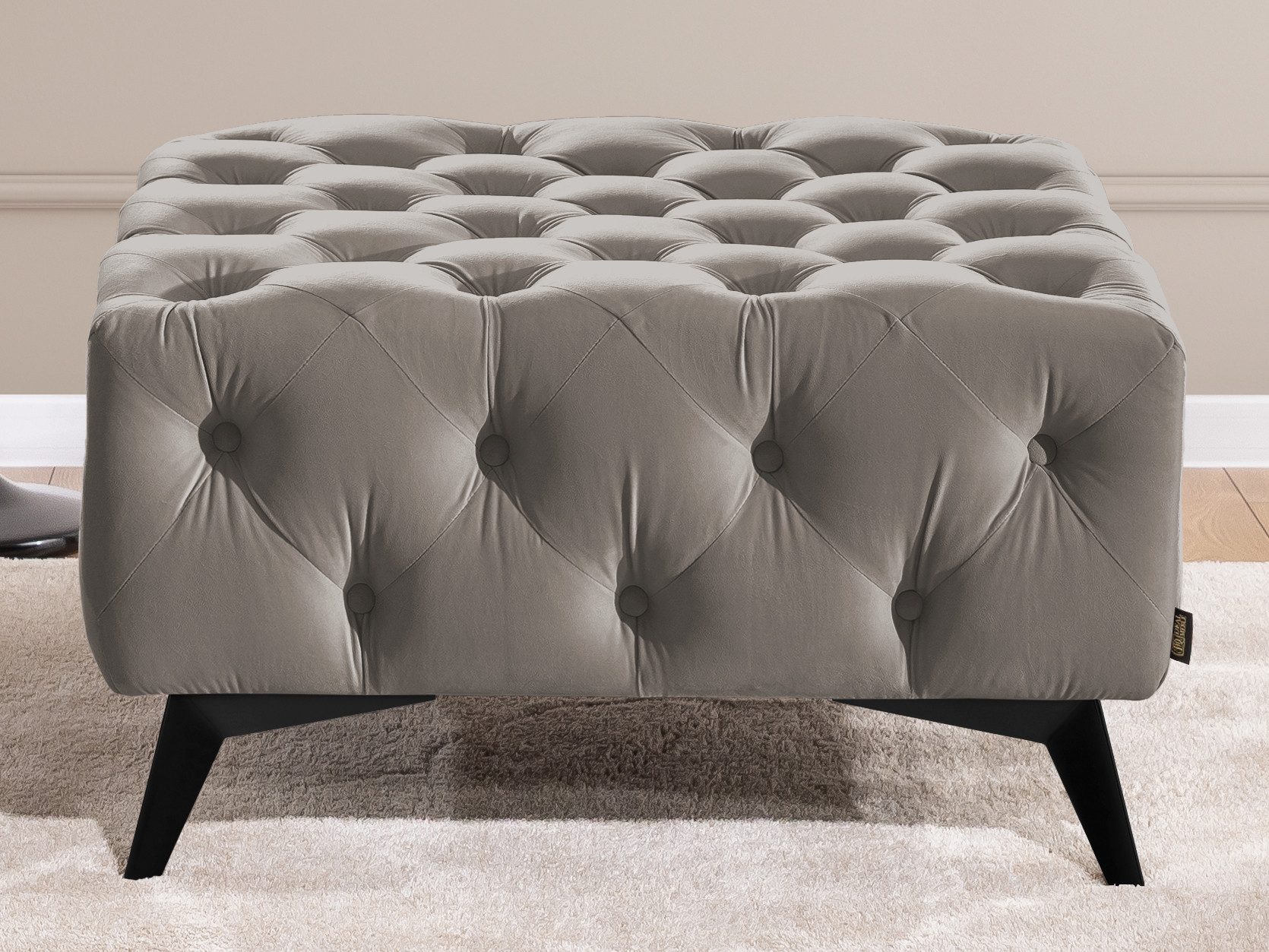 S-Style Möbel Polsterhocker Chesterfield Whitby, mit goldenen, silbernen oder schwarzen Füßen, mit Wellenfederung