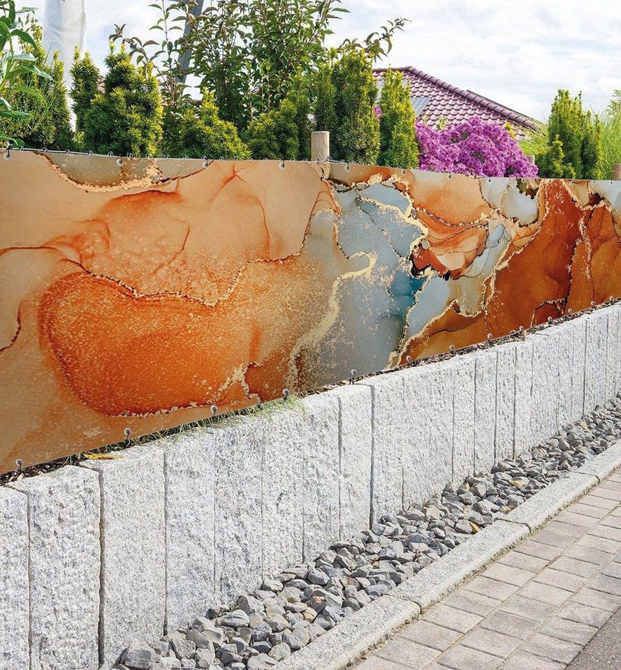 Thumbnail - MyMaxxi Sichtschutzzaunmatten Zaunbanner Marmor terrakotta gold Sichtschutz Garten Zaun