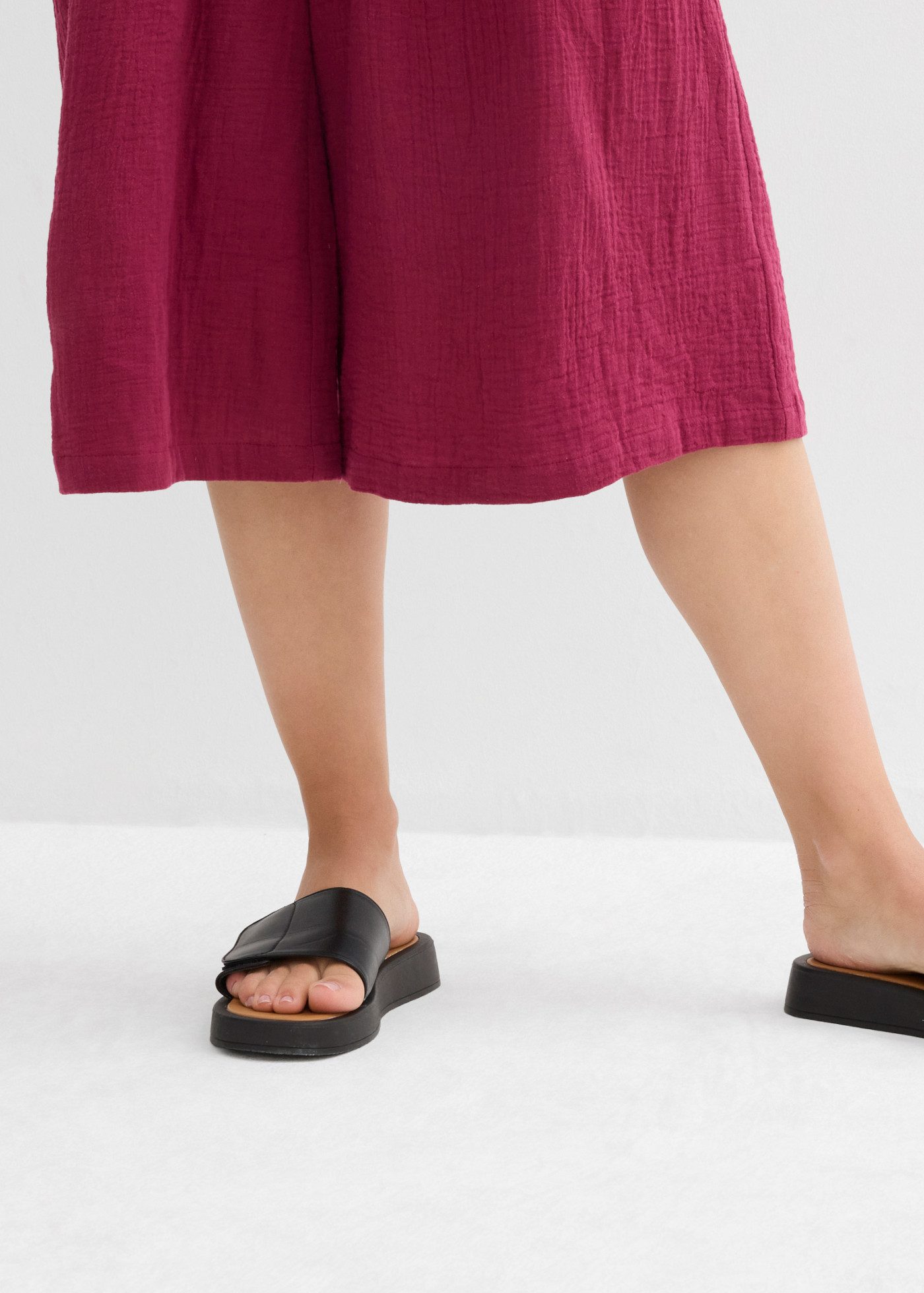 bonprix Caprihose mit breitem Gummibund, aus reiner Baumwolle, Loose Fit Passform