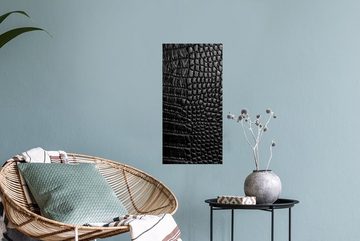 MuchoWow Wandsticker Leder - Strukturiert - Schwarz - Grau (1 St), Wanddeko, Aufkleber für die Schlafzimmer, Wohnzimmer, Wandtattoo