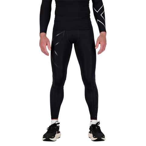 2xU Sporthose Kompressionshose lang Core Compression Tights (1-tlg) Kompressionsunterstützung für Adduktoren, Gesäß, Quadrizeps, Kniesehen und Wadenmuskeln um Muskelvibrationen zu reduzieren