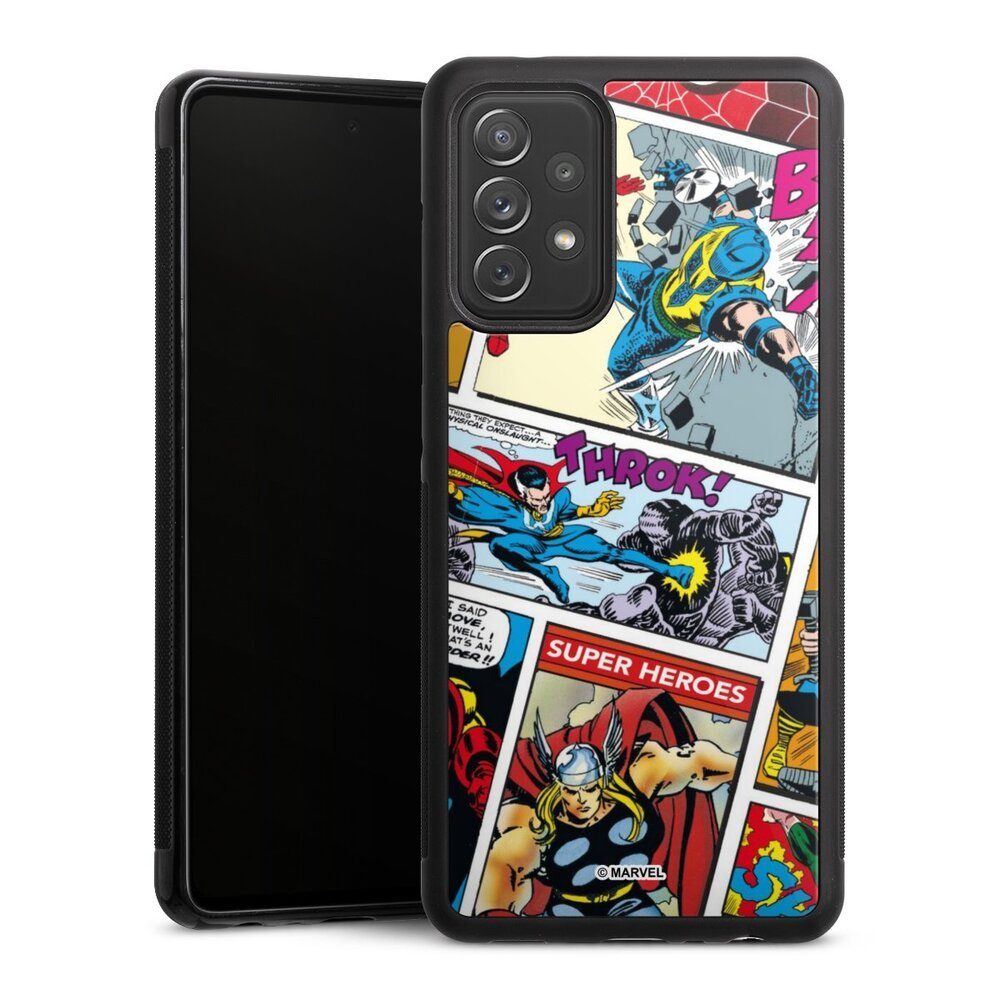 DeinDesign Handyhülle Marvel Retro Comic Blue, Samsung Galaxy A72 Gallery Case Glas Hülle