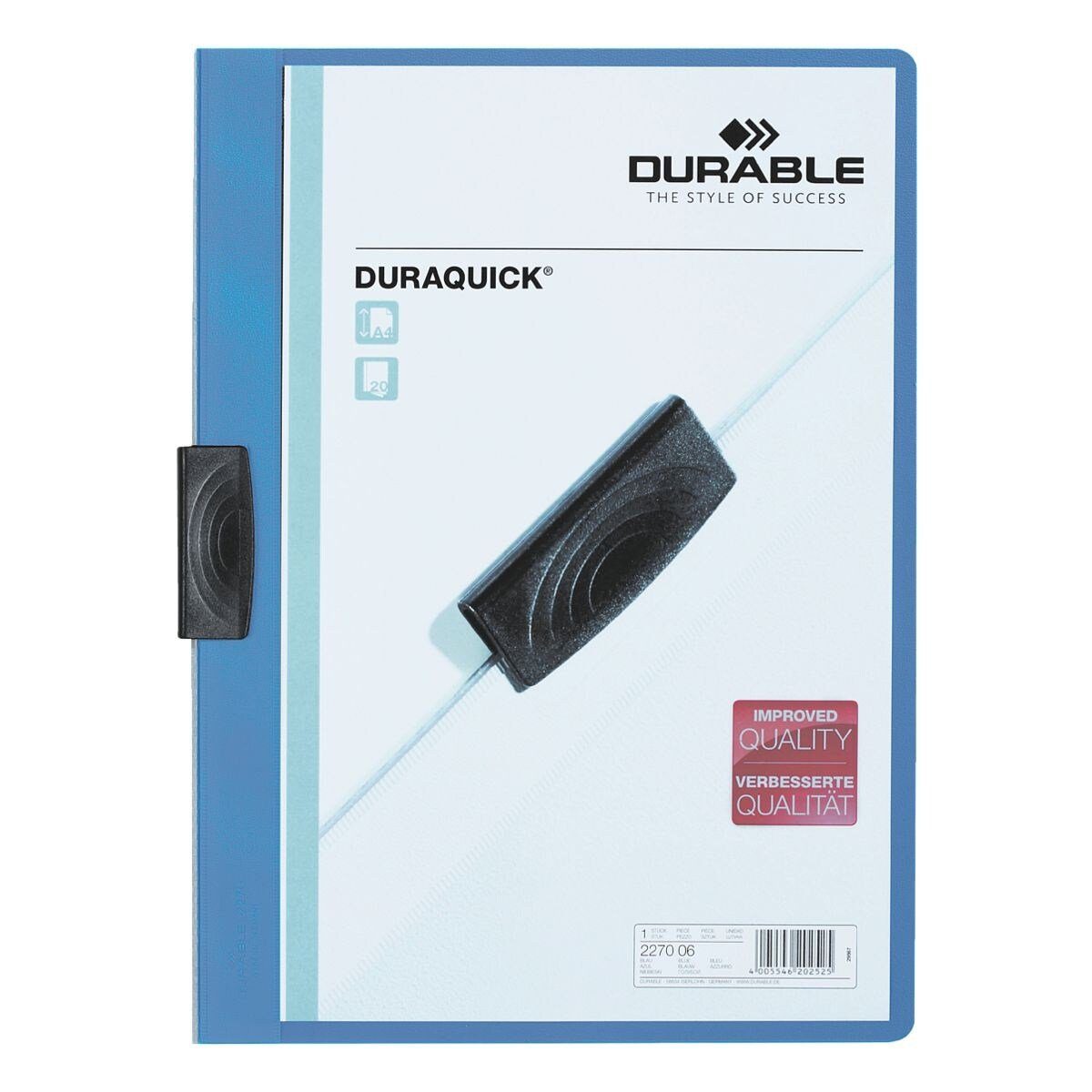 DURABLE Hefter Duraquick, mit Klemmfunktion, Format DIN A4, bis 20 Blatt