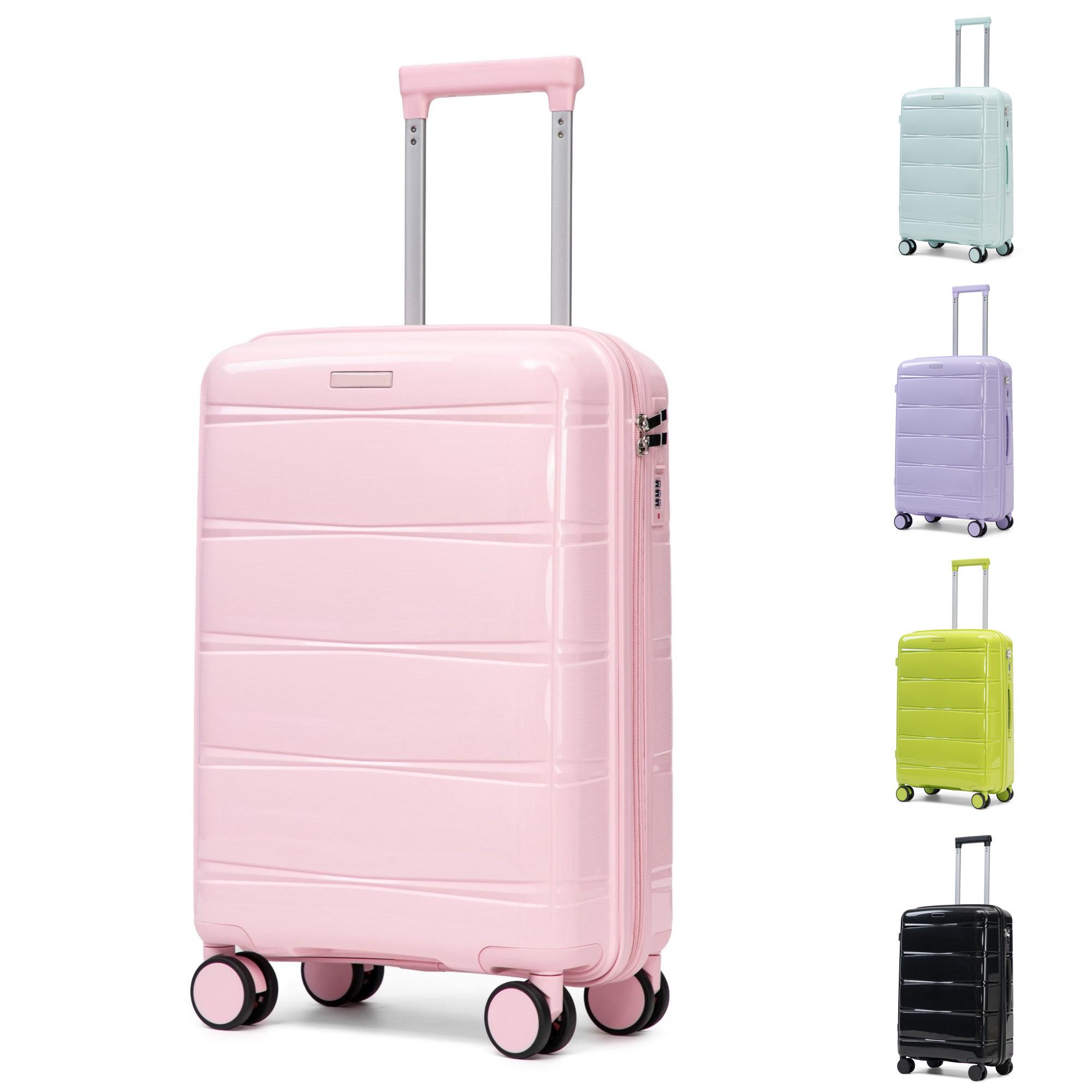 LVHOM Hartschalen-Trolley 3-St.&Einzeln erhältlich, Bonbonfarben, Rippen, 20"/24"/28" Koffer, Leise Rollen/TSA/robustes PP/stapelbar/Teleskopgriff/Schutzfüße/farbig