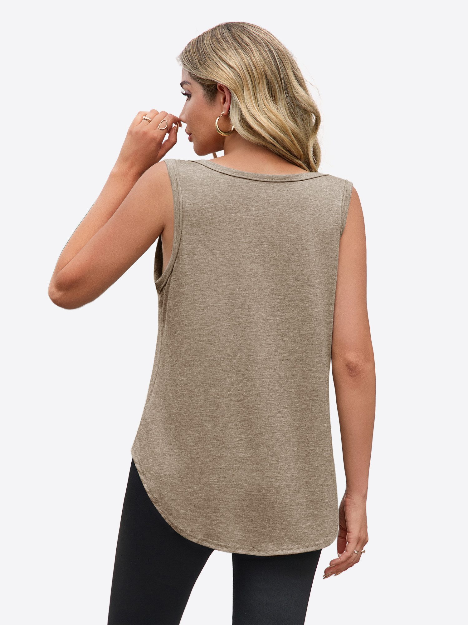 Imily Bela Tanktop Damen Loose ärmellos mit tiefem Rundhalsausschnitt Basic günstig online kaufen