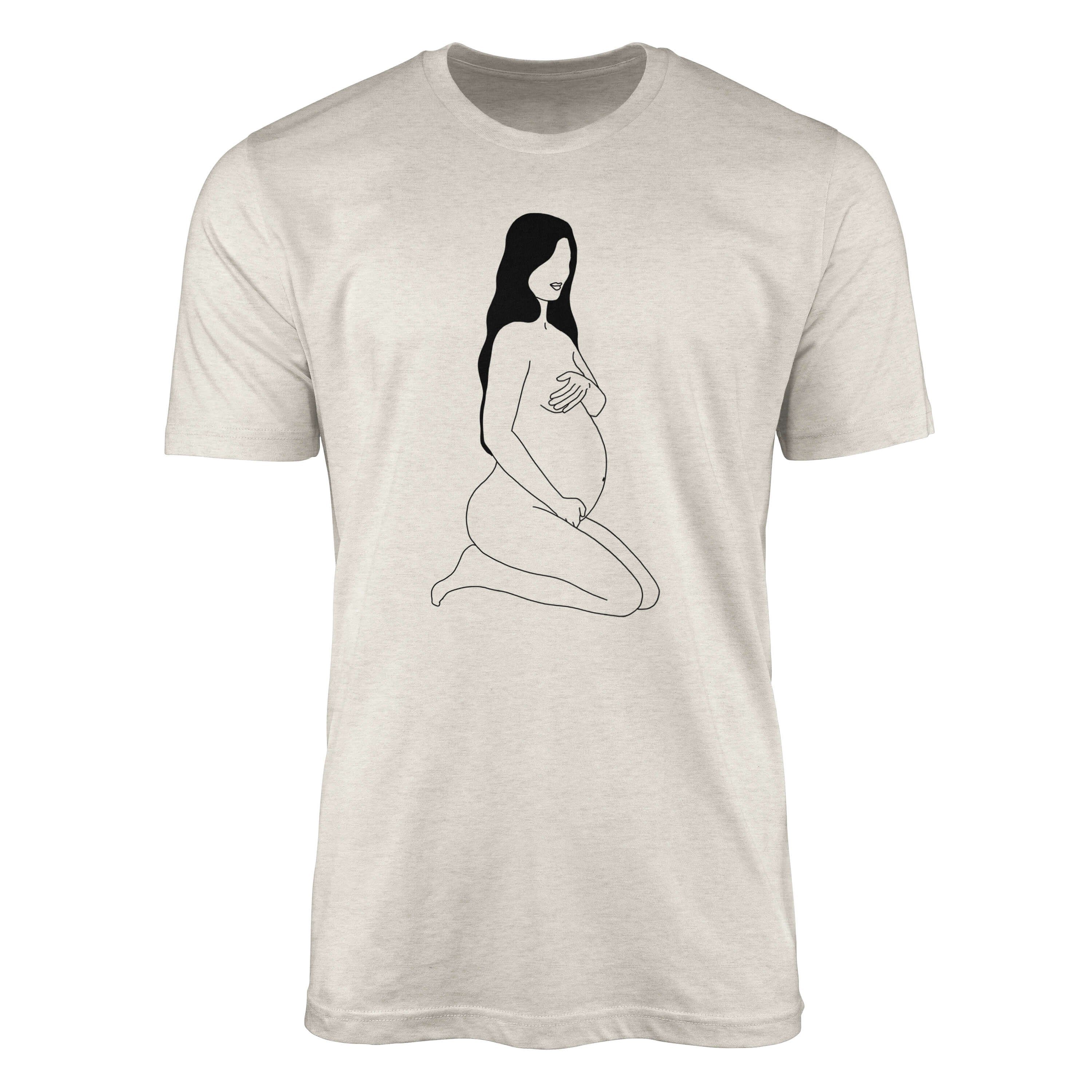 Sinus Art T-Shirt Herren Shirt 100% gekämmte Bio-Baumwolle T-Shirt Schwangere Frau Motiv Nachhaltig Ökomode aus erneu (1-tlg)