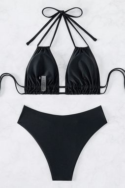 B.X Tankini Damen-Bikini-Set, sexy Neckholder-Badeanzug, 2-teiliges Set Einfarbiger, rückenfreier, sexy Bikini-Tankini-Badeanzug mit Trägern