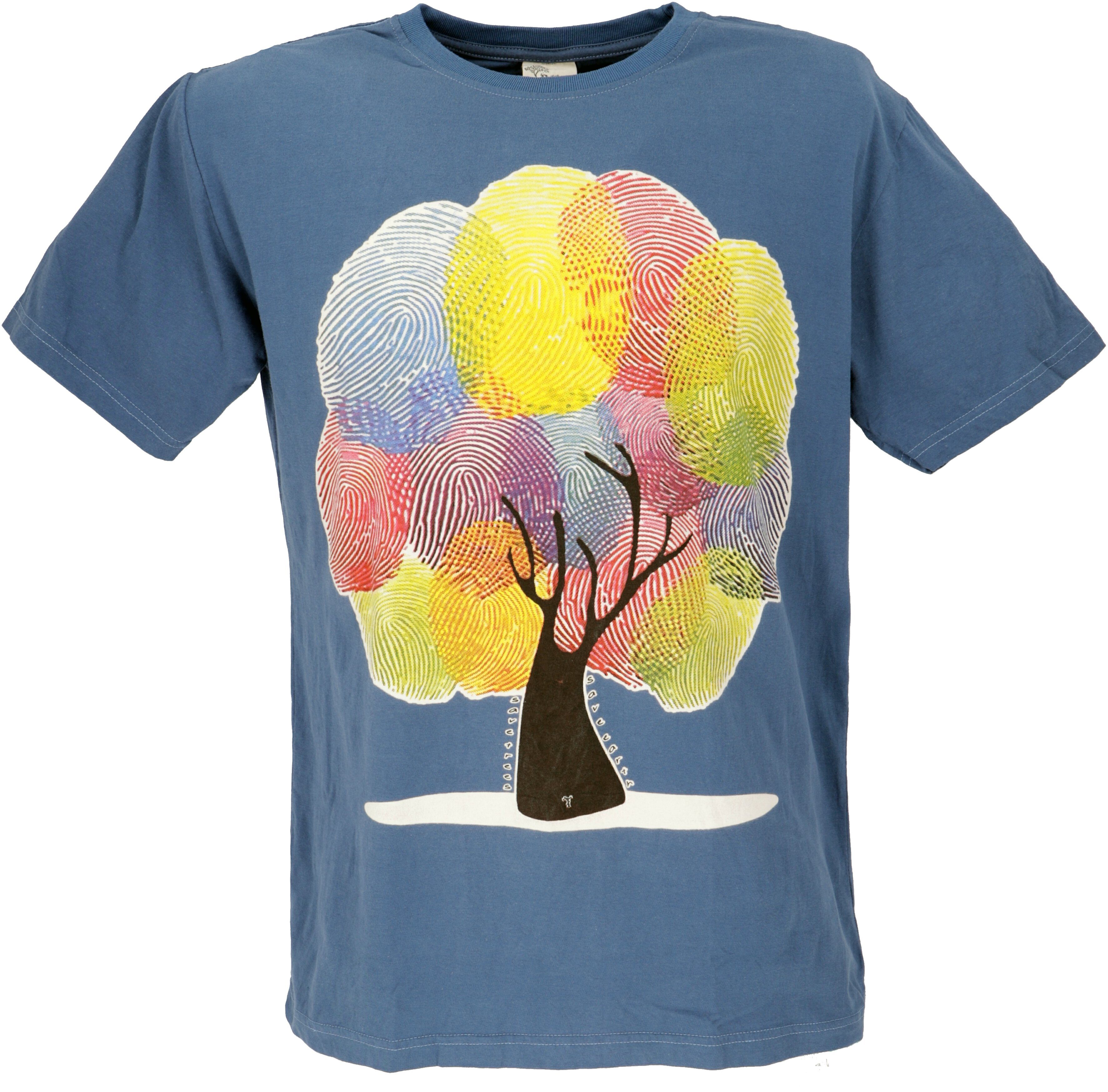 Guru-Shop T-Shirt Retro T-Shirt, Tree save earth T-Shirt - Finger.. Retro Finger print/blau