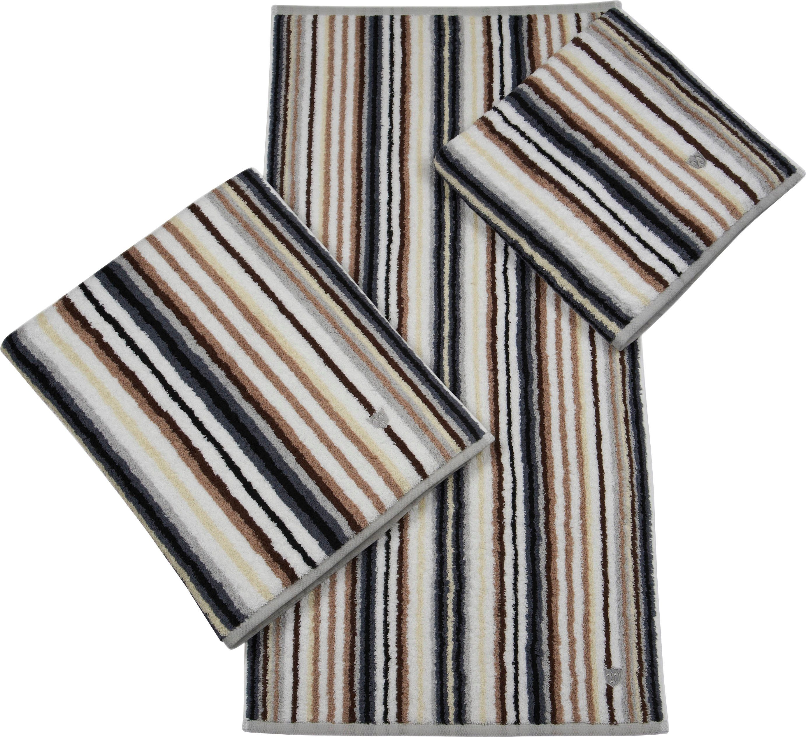 ROSS Handtuch Multicolor, Frottier (2-St), mit Streifen und gesticktem ROSS-Emblem