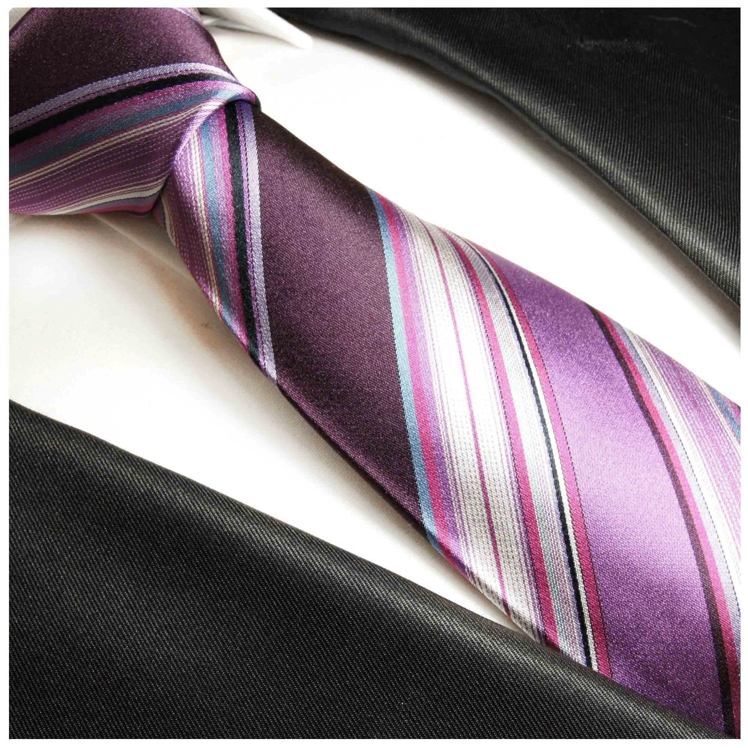 gestreift violett Paul (6cm), 251 Designer Herren lila Malone 100% Seide Krawatte Schmal Schlips Seidenkrawatte modern