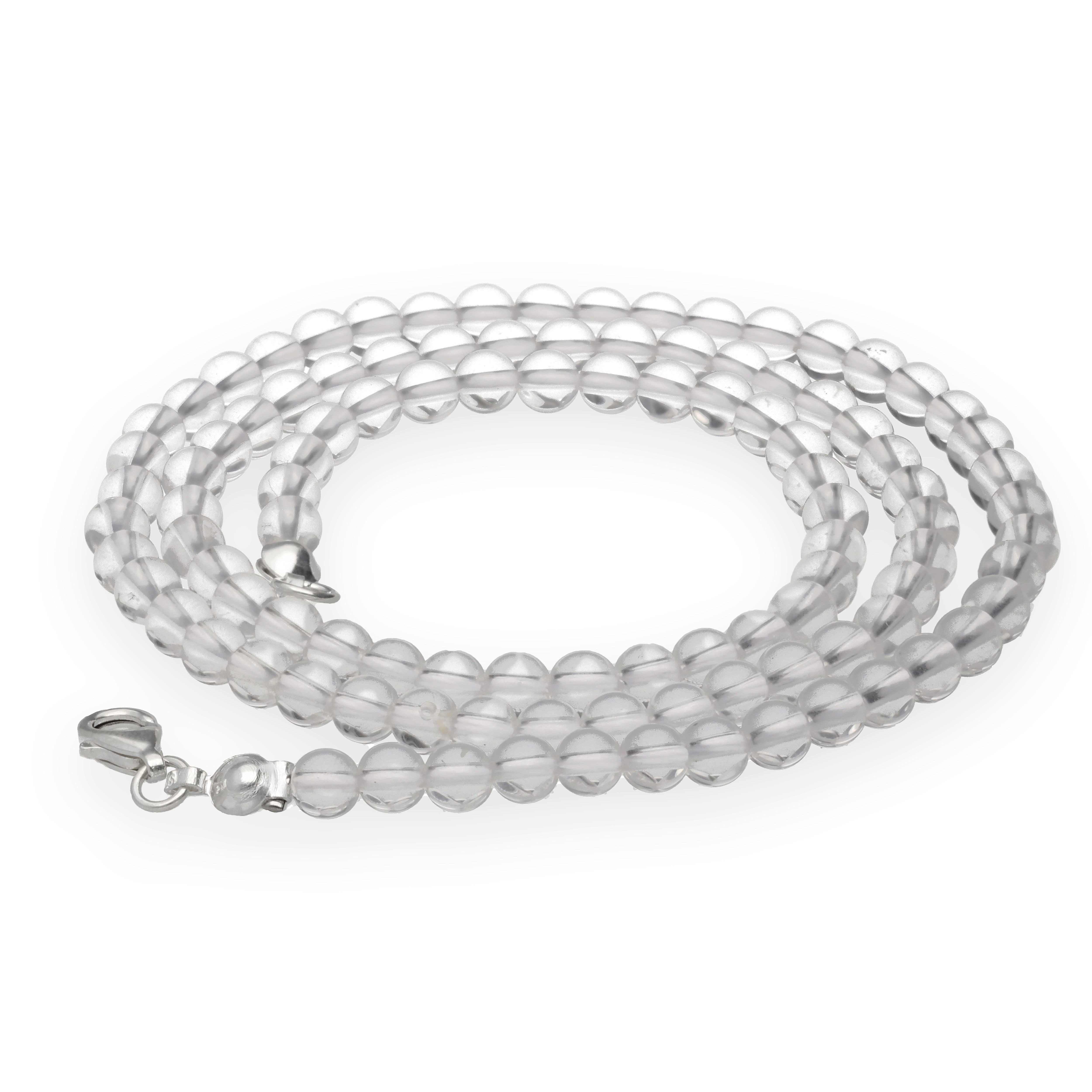 Lebensquelle Plus Kette ohne Anhänger Bergkristall Kugelkette, Ø 4mm mit 925er Silber Verschluss, 45cm