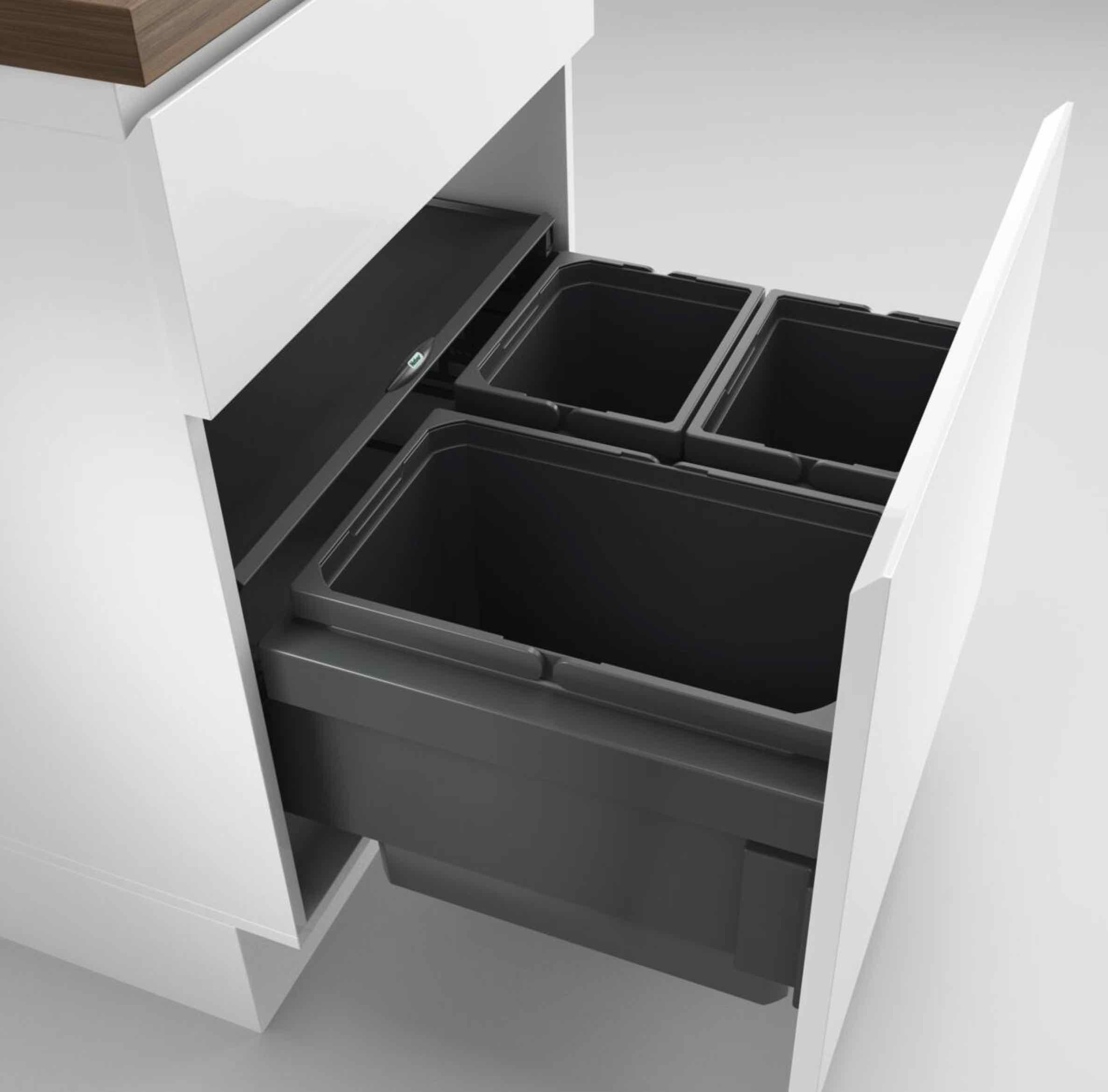 Naber Einbaumülleimer NABER Cox® Base 360 S/600-3, ohne Biodeckel, anthrazit, H 360 mm