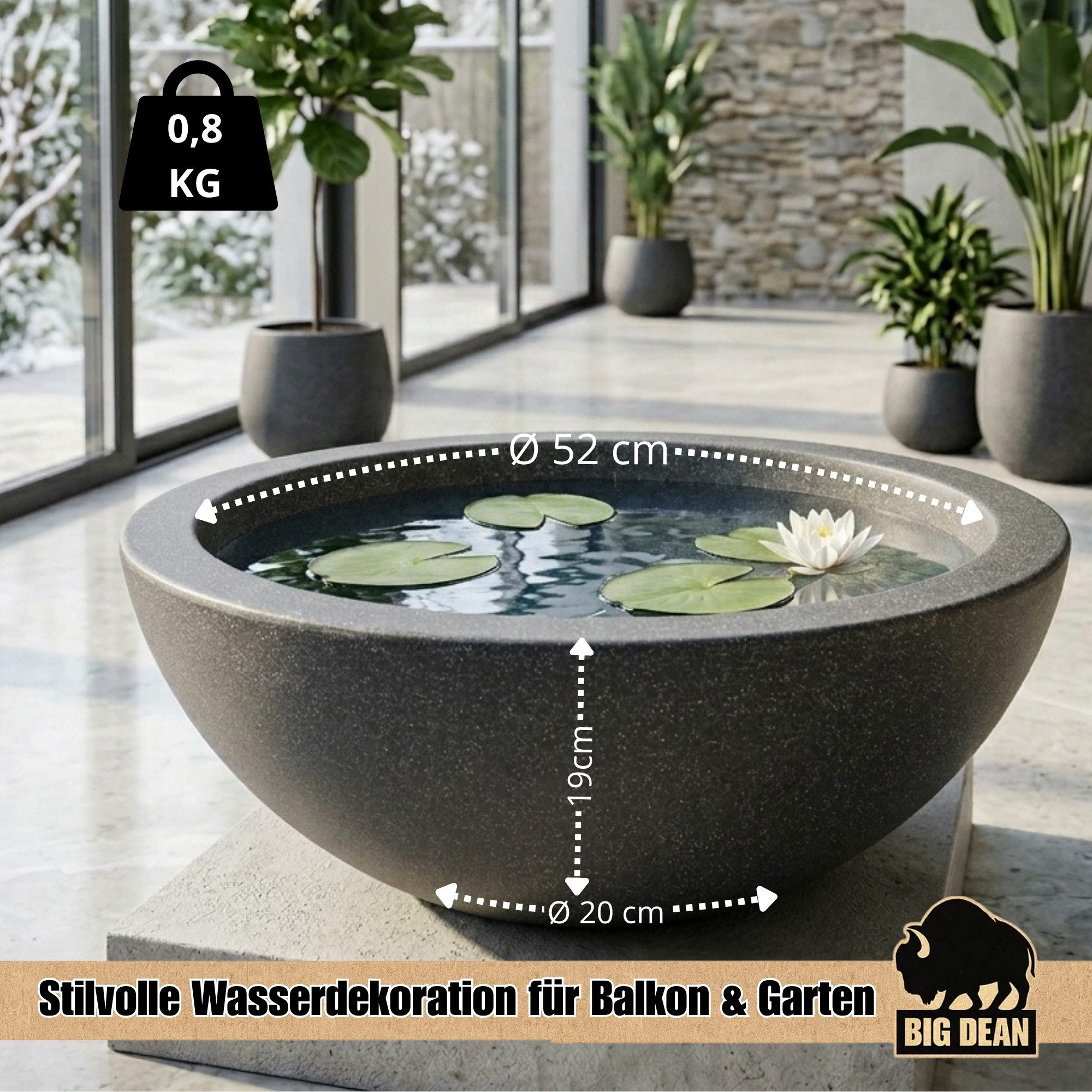 BigDean Fertigteich Brunnen Miniteich Komplettset mit Schale & Teichkugeln, (Set, 7-tlg), UV-beständig, Wetter- und frostfeste Materialien, Made in Europe – Bild 2 von 5