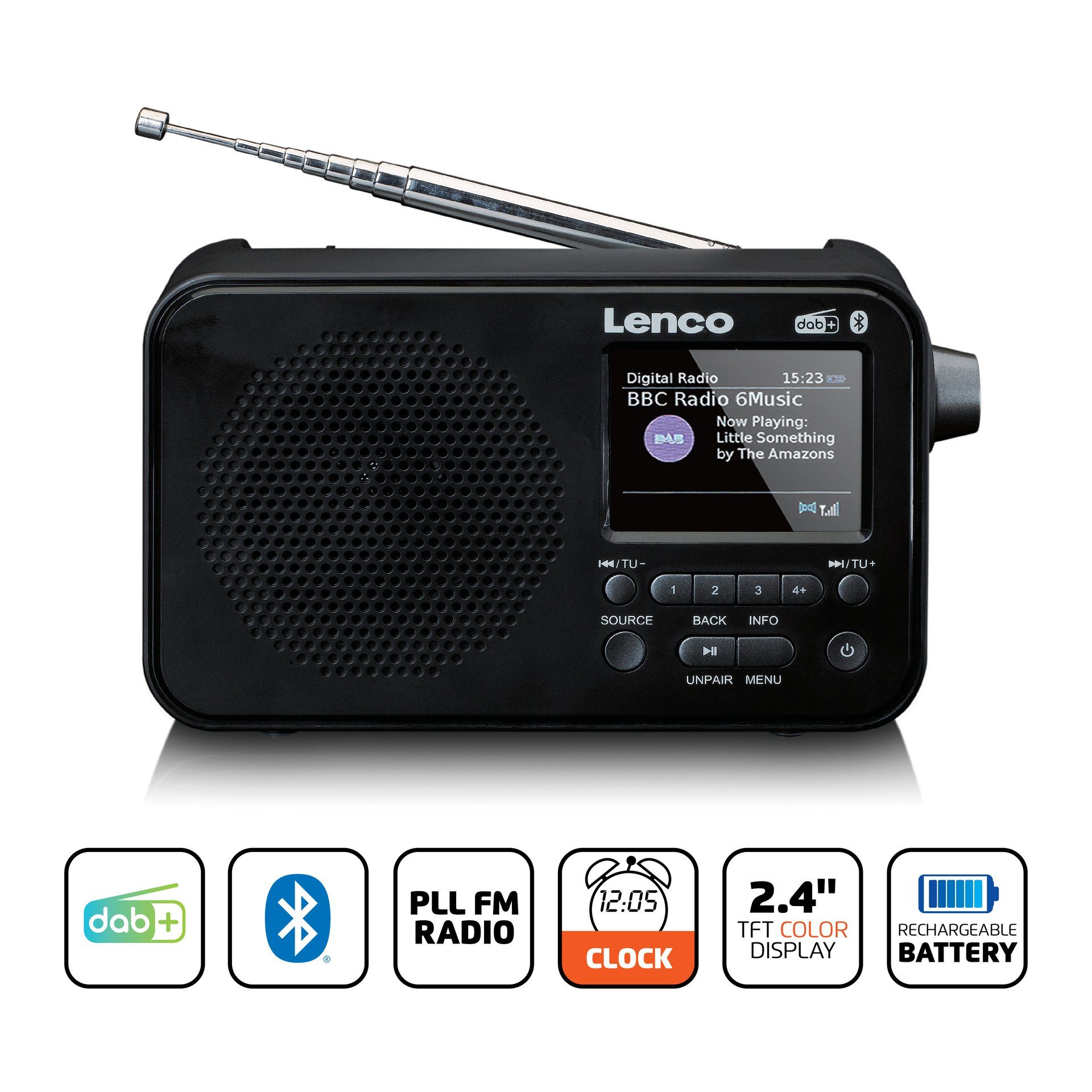 Digitalradio Lenco (DAB) (Digitalradio DAB+/FM-Radio (DAB) Schwarz-Grau - PDR-036BK