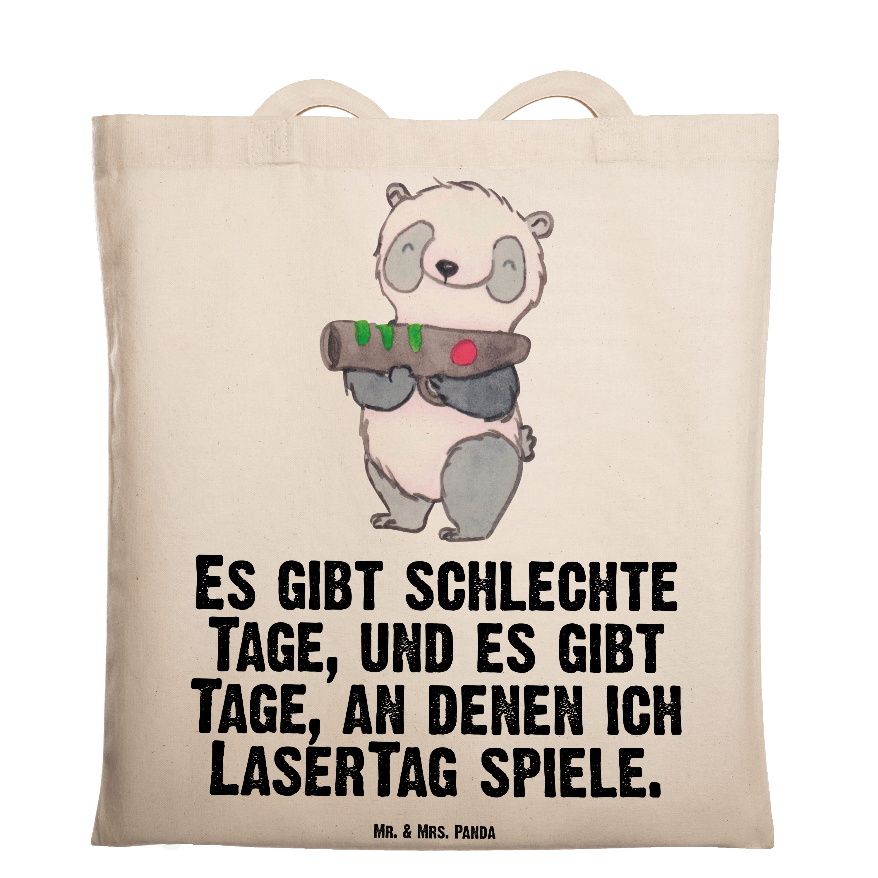 Mr. & Mrs. Panda Tragetasche Panda LaserTag Tage - Transparent - Geschenk, Lasergame Zentrum, Beut (1-tlg)