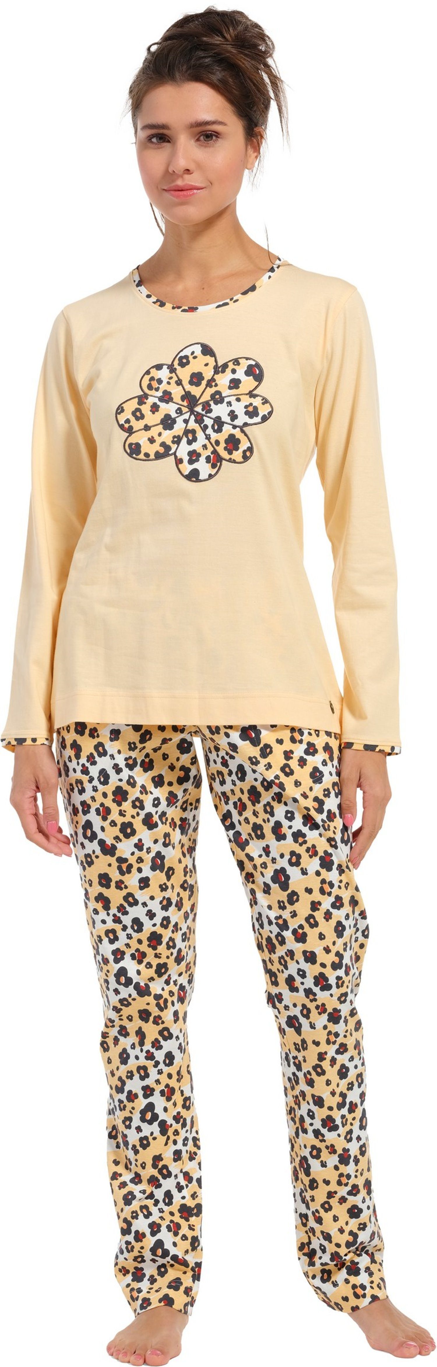 langem Arm Damen tlg) Schlafanzug Baumwolle (2 mit Pyjama Rebelle