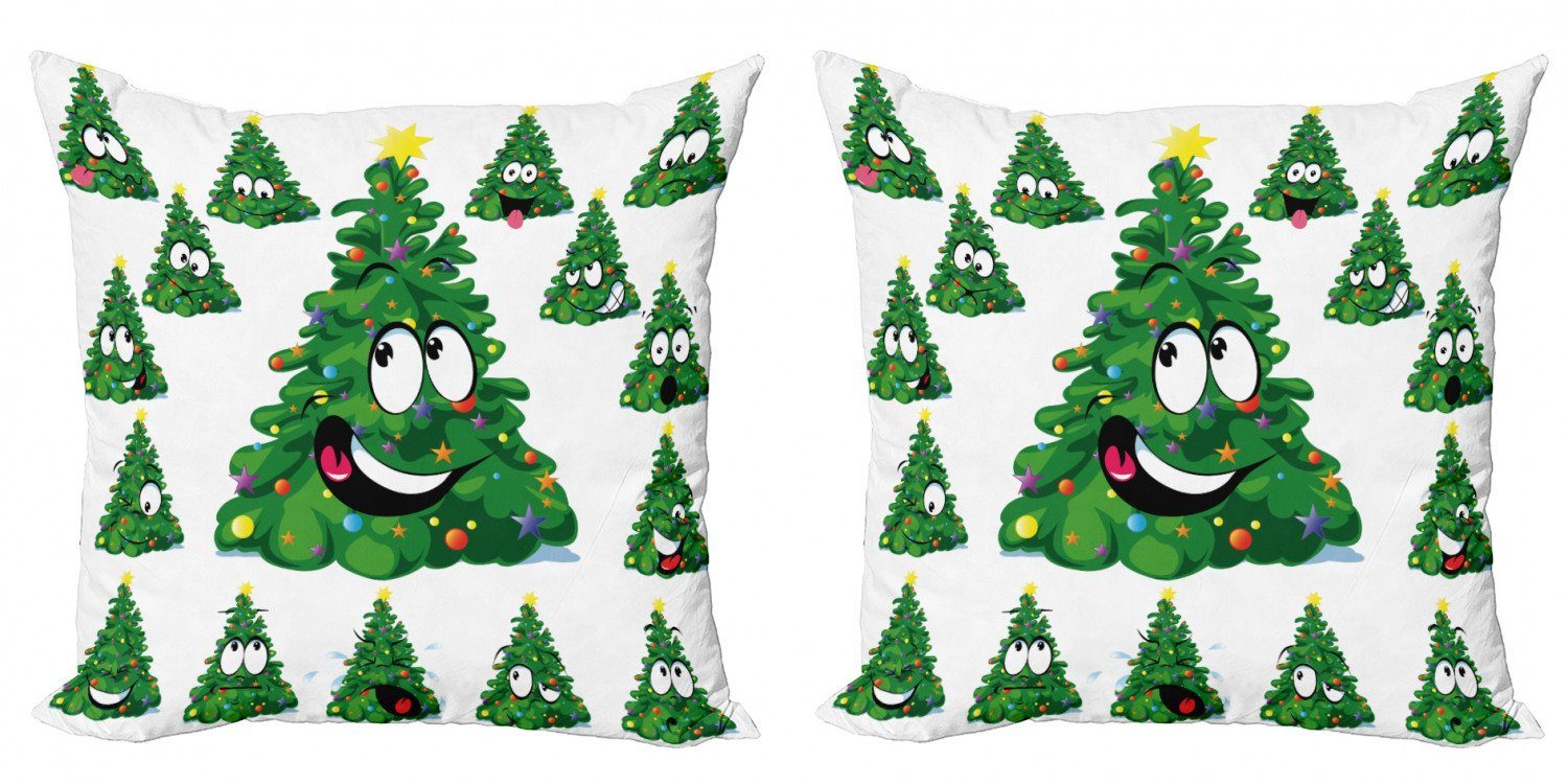 Doppelseitiger Cartoon-lustige Modern Kissenbezüge (2 Abakuhaus Accent Weihnachten Digitaldruck, Stück), Weihnachten