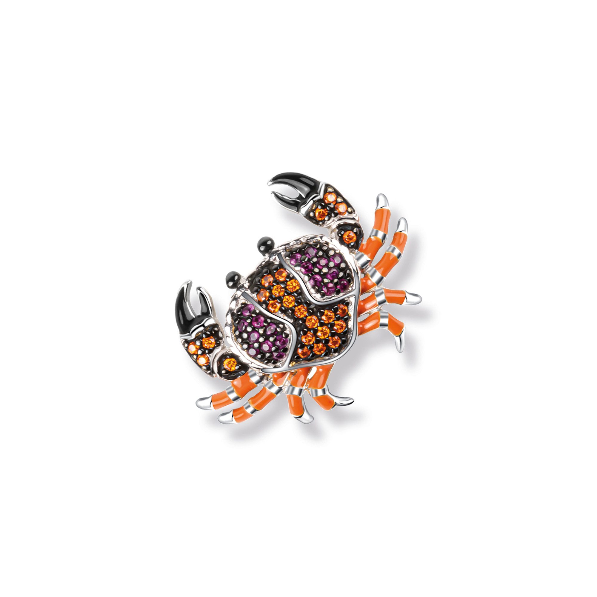 Seinerzeit FLORA & FAUNA Kettenanhänger Mochi Krebs Anhänger, Schmuck aus 925 Sterling Silber (Von der faszinierenden Welt der Ozeane und der maritimen Schönheit des Meeres inspirierter Damenschmuck – ein besonderer Begleiter im Alltag und zu besonderen Anlässen, 1-tlg., inkl. Geschenkverpackung für Frauen ob Freundin, Mutter, Ehefrau, Oma), rhodiniert, geschwärzt, mit Emaille und Zirkonia-Steinen